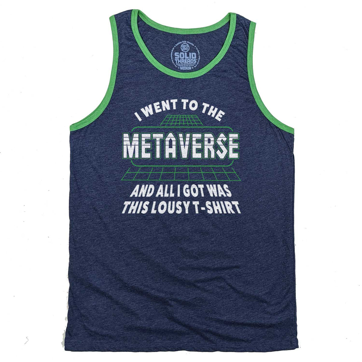 Men&#39;s Went to the Metaverse Funny Graphic Tank Top | Retro Lousy Sleeveless Shirt | Solid Threads