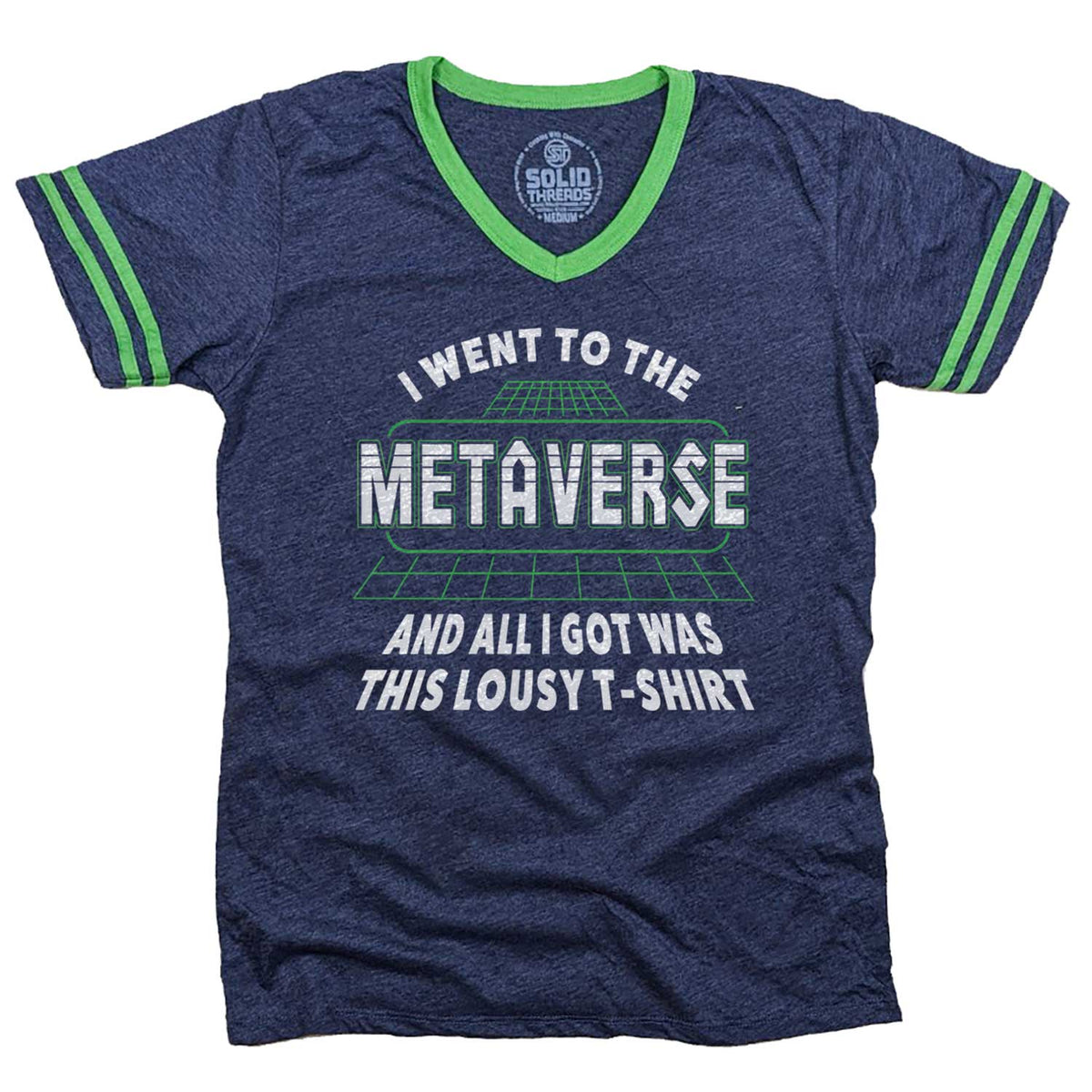 Men&#39;s Went to the Metaverse Funny Graphic V-Neck Tee | Retro Got a Lousy T-shirt | Solid Threads