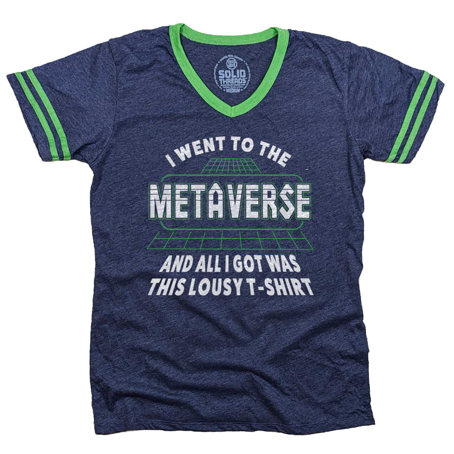 Men's Went to the Metaverse Funny Graphic V-Neck Tee | Retro Got a Lousy T-shirt | Solid Threads