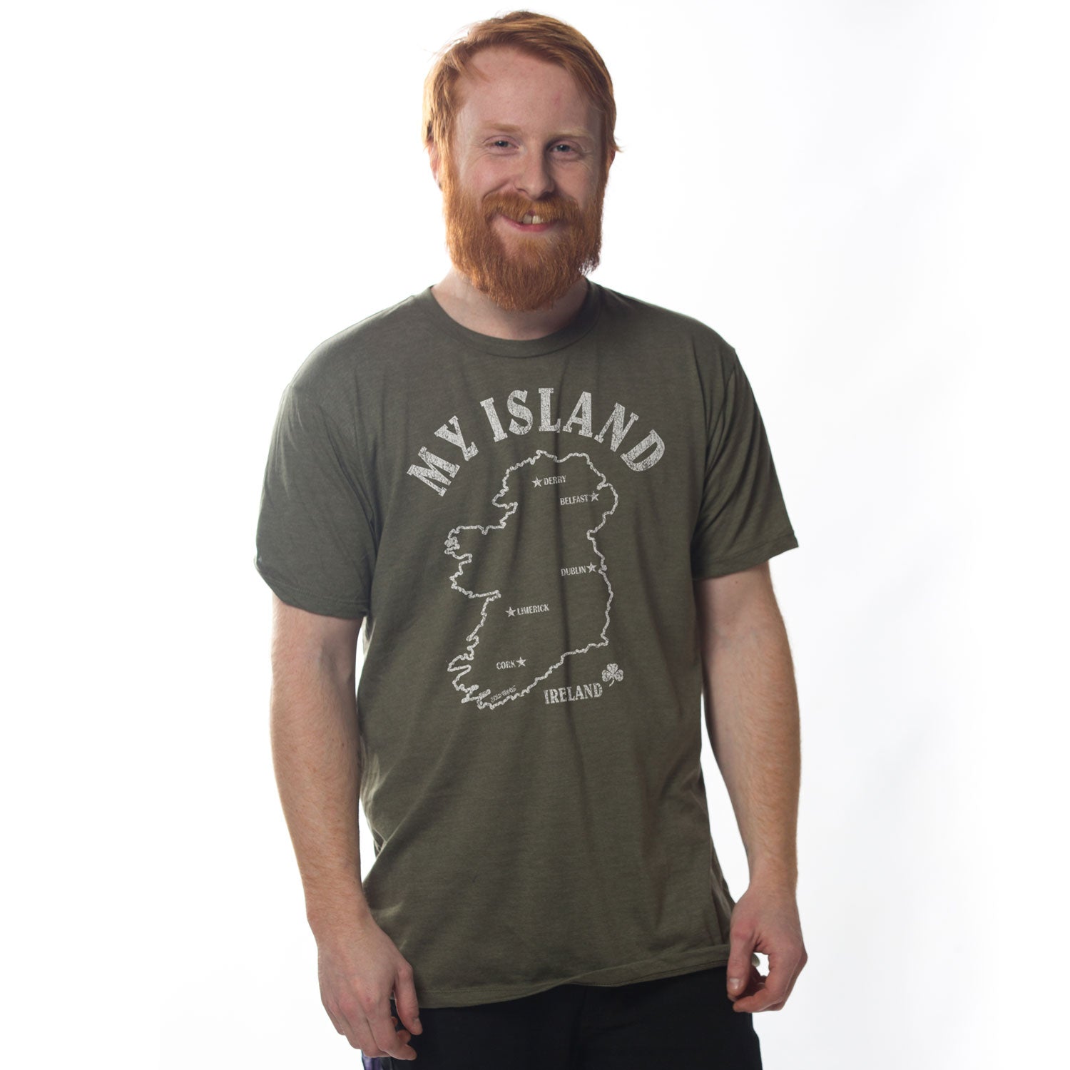 Men's My Island Ireland Vintage Graphic Tee | Cool Irish T-Shirt Soft On Model | Solid Threads