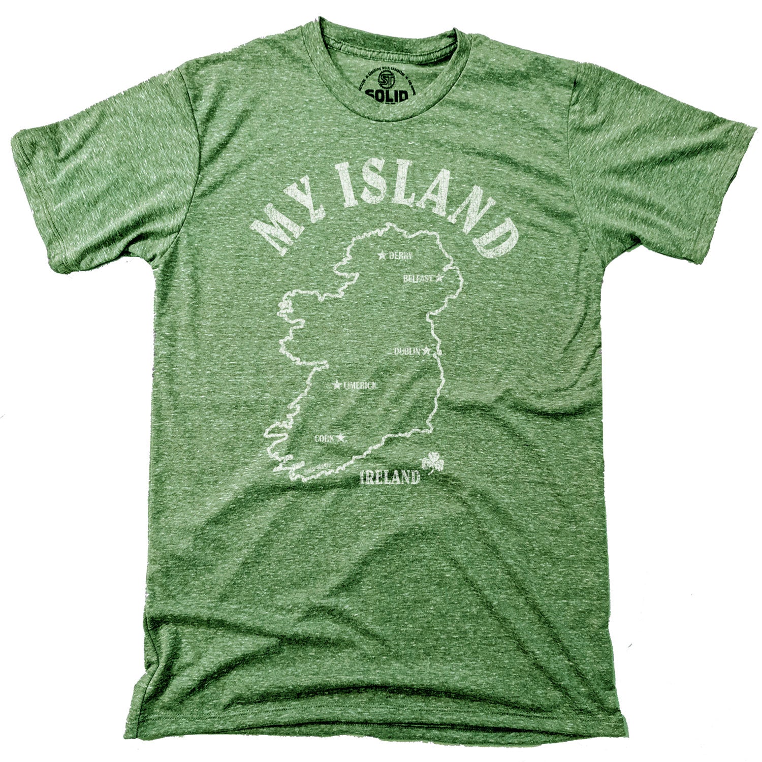 Men's My Island Ireland Cool Graphic T-Shirt | Vintage Irish Pride Triblend Tee | Solid Threads