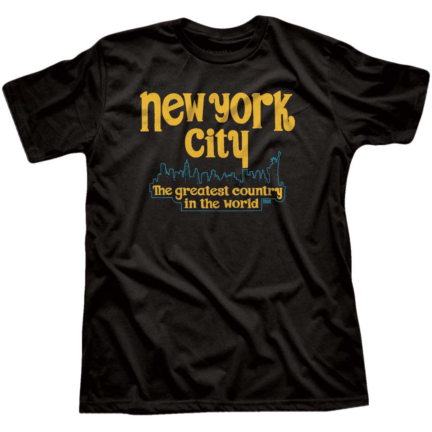Men's New York City The Greatest Country In the World Vintage Inspired T-shirt | Funny NYC Graphic Tee On Model| Solid Threads