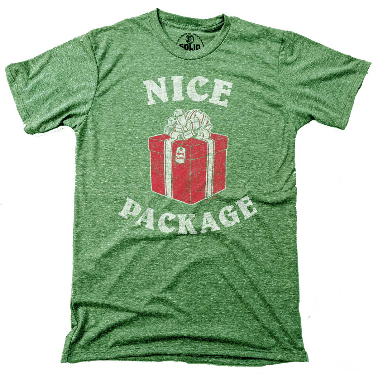 Men&#39;s Nice Package Vintage Graphic T-Shirt | Funny Christmas Party Gift Tee | Solid Threads