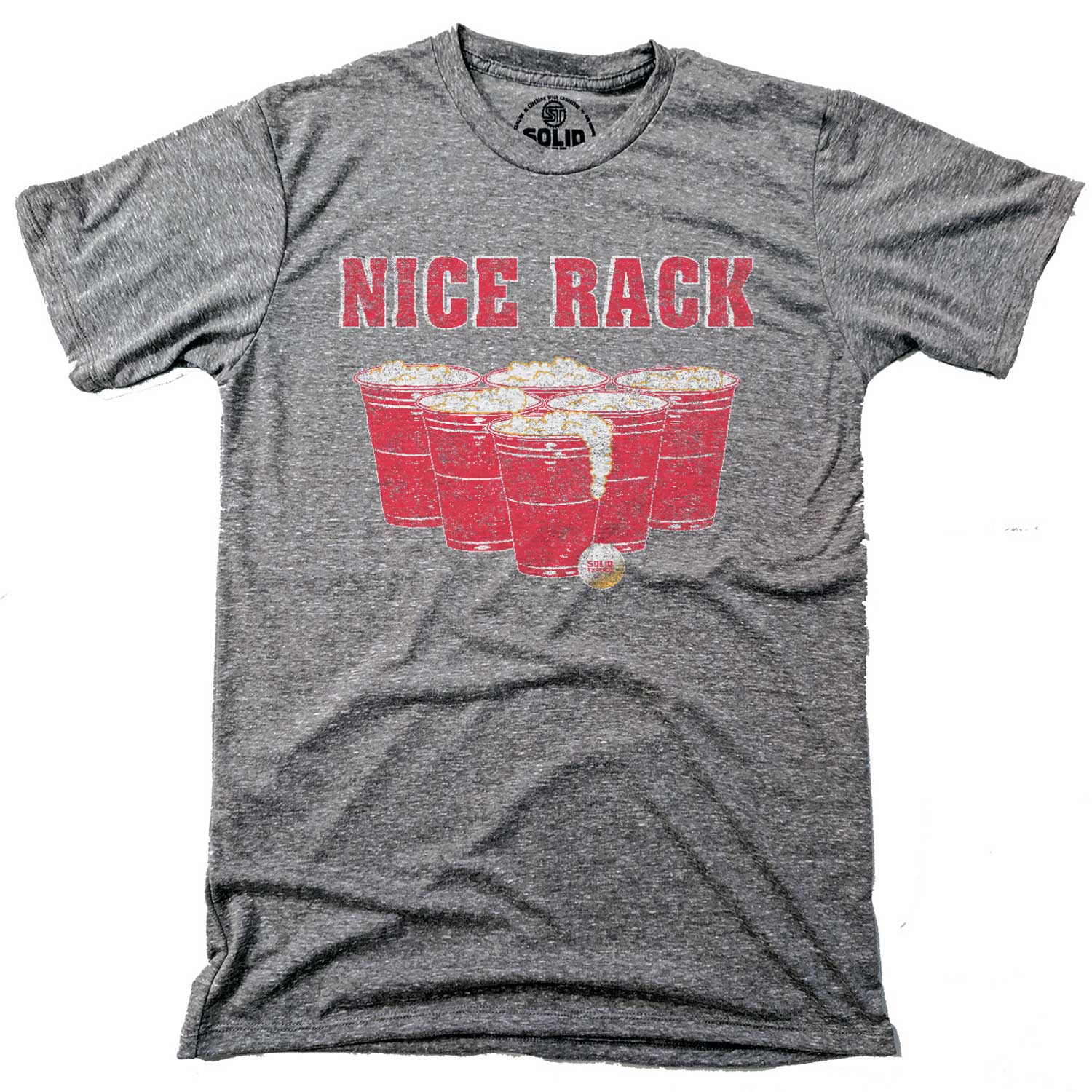 Men's Nice Rack Vintage Graphic T-Shirt | Funny Beer Pong Party Tee | Solid Threads