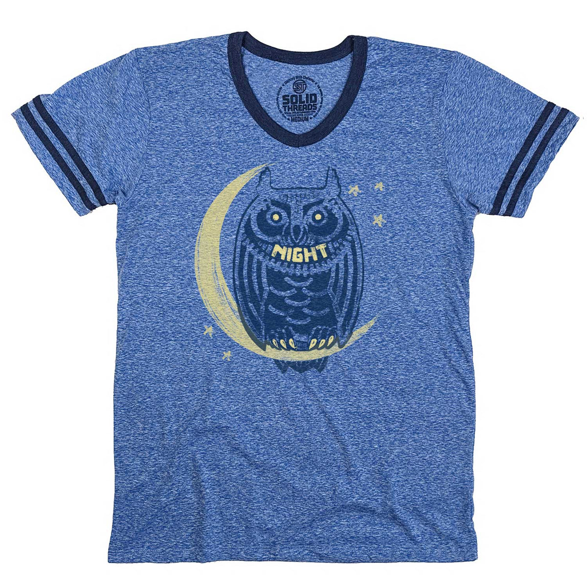 Men&#39;s Night Owl Vintage Graphic V-Neck Tee | Cool Owl T-shirt | Solid Threads