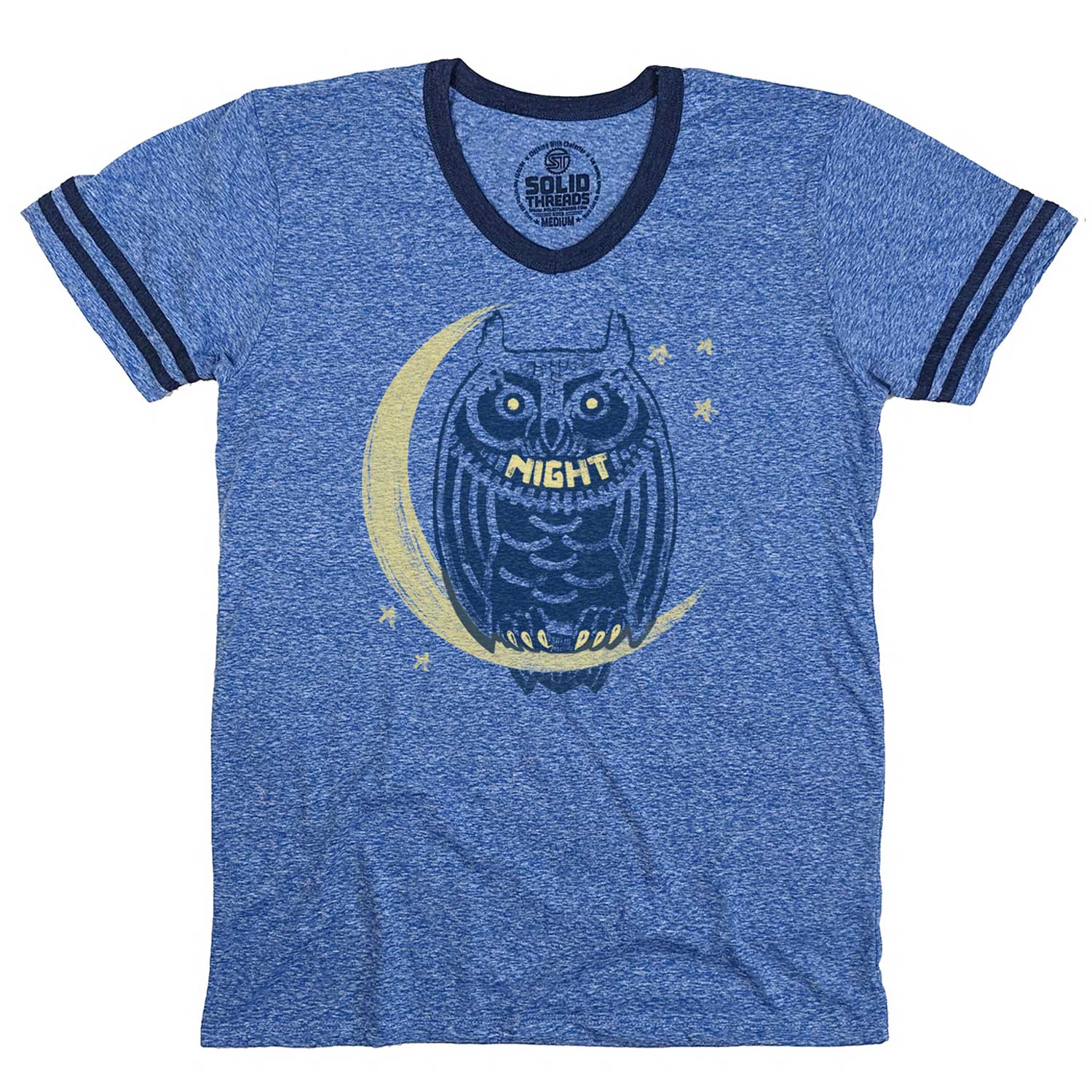 Men's Night Owl Vintage Graphic V-Neck Tee | Cool Owl T-shirt | Solid Threads