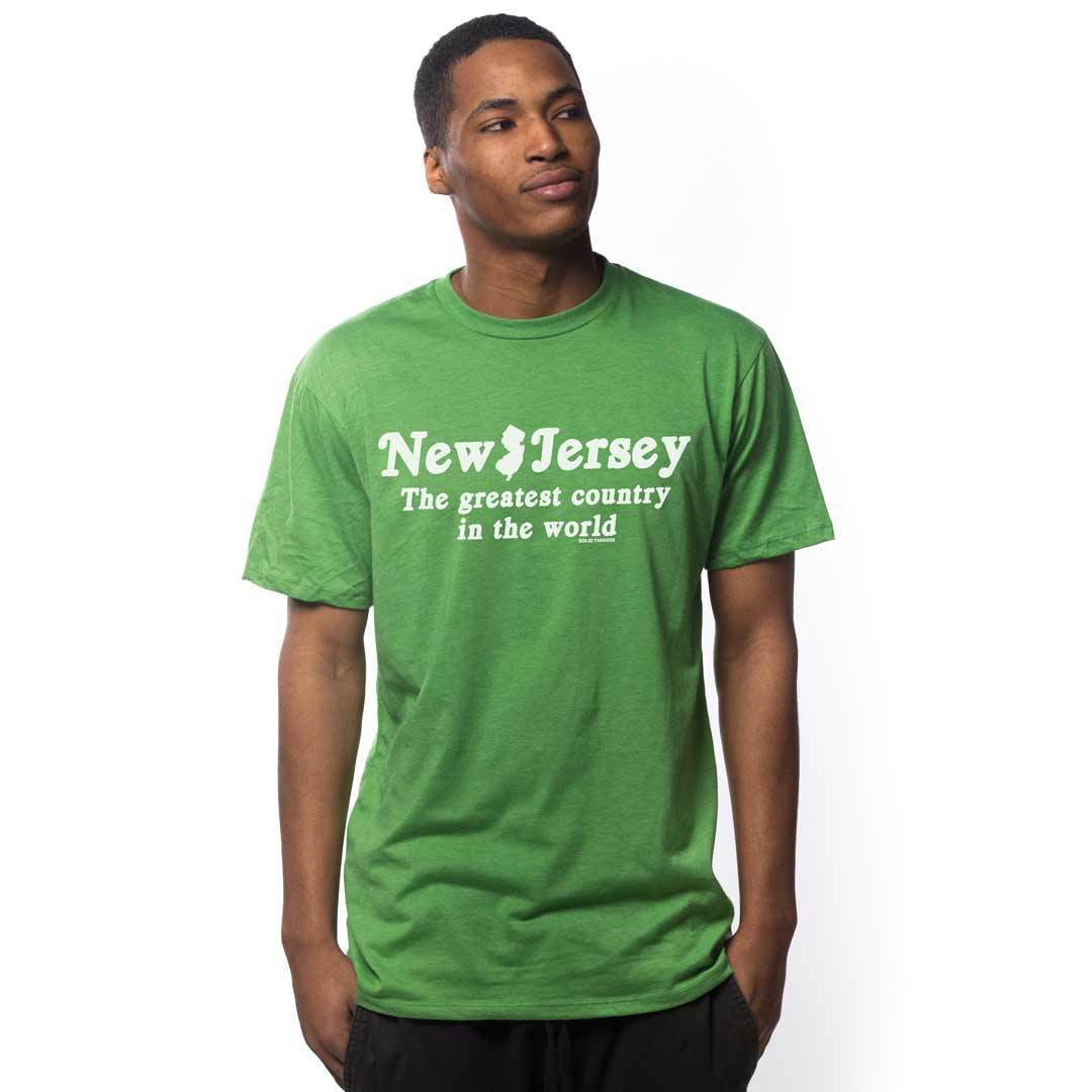Men's Jersey Greatest Country in World Graphic Tee | Funny NJ T-shirt on Model | Solid Threads