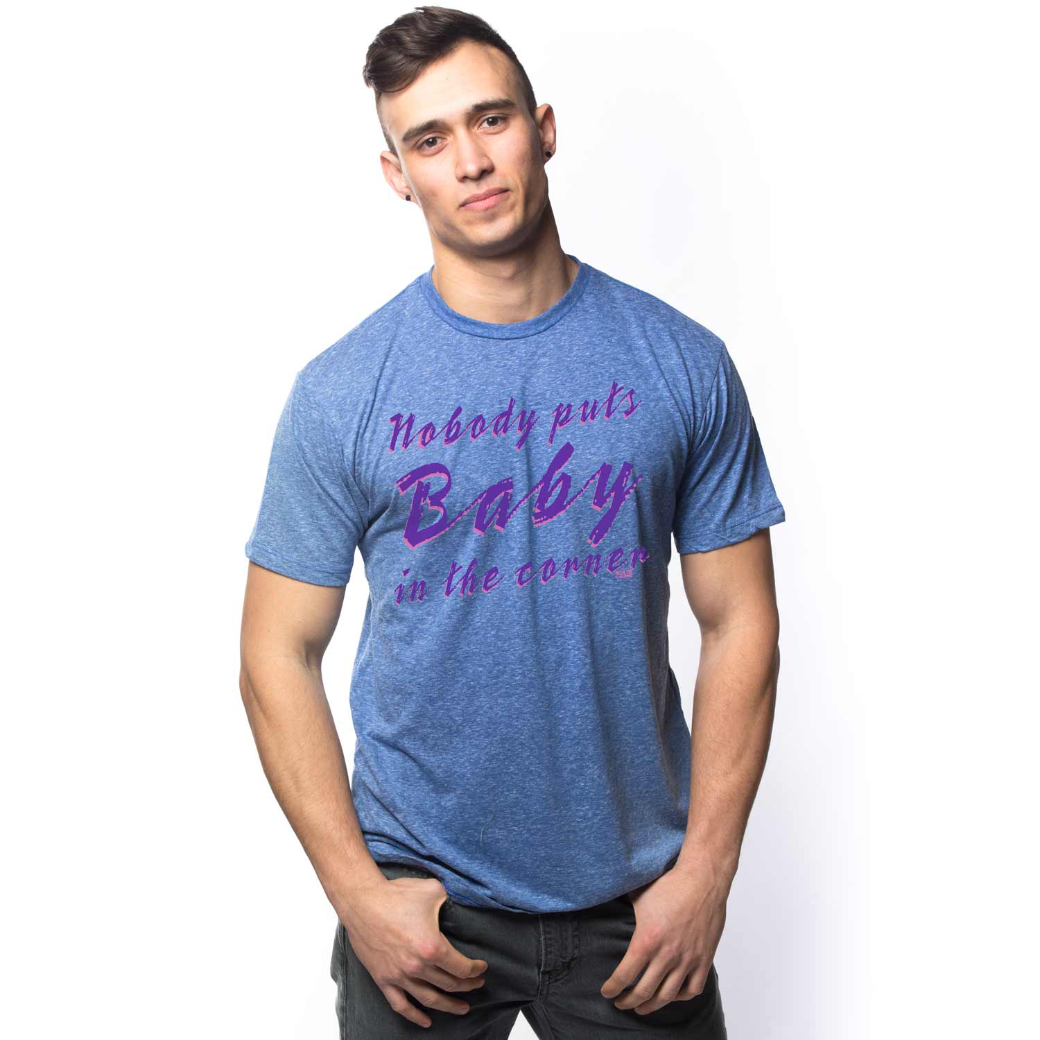Vintage Men's Nobody Puts Baby in the Corner Dirty Dancing Graphic T-Shirt on Model | SOLID THREADS