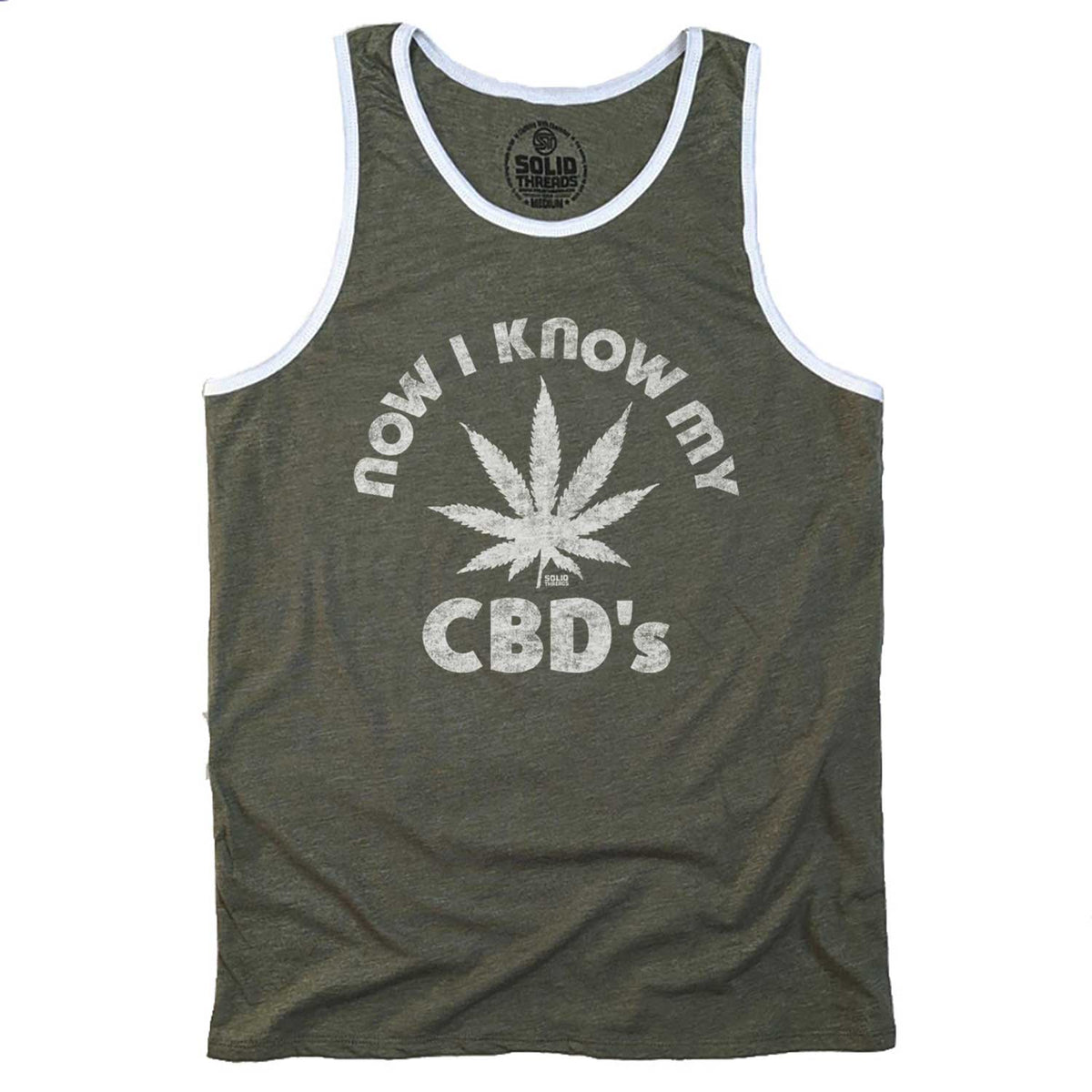 Men&#39;s Now I Know My CBD&#39;s Vintage Graphic Tank Top | Retro Marijuana T-shirt | Solid Threads