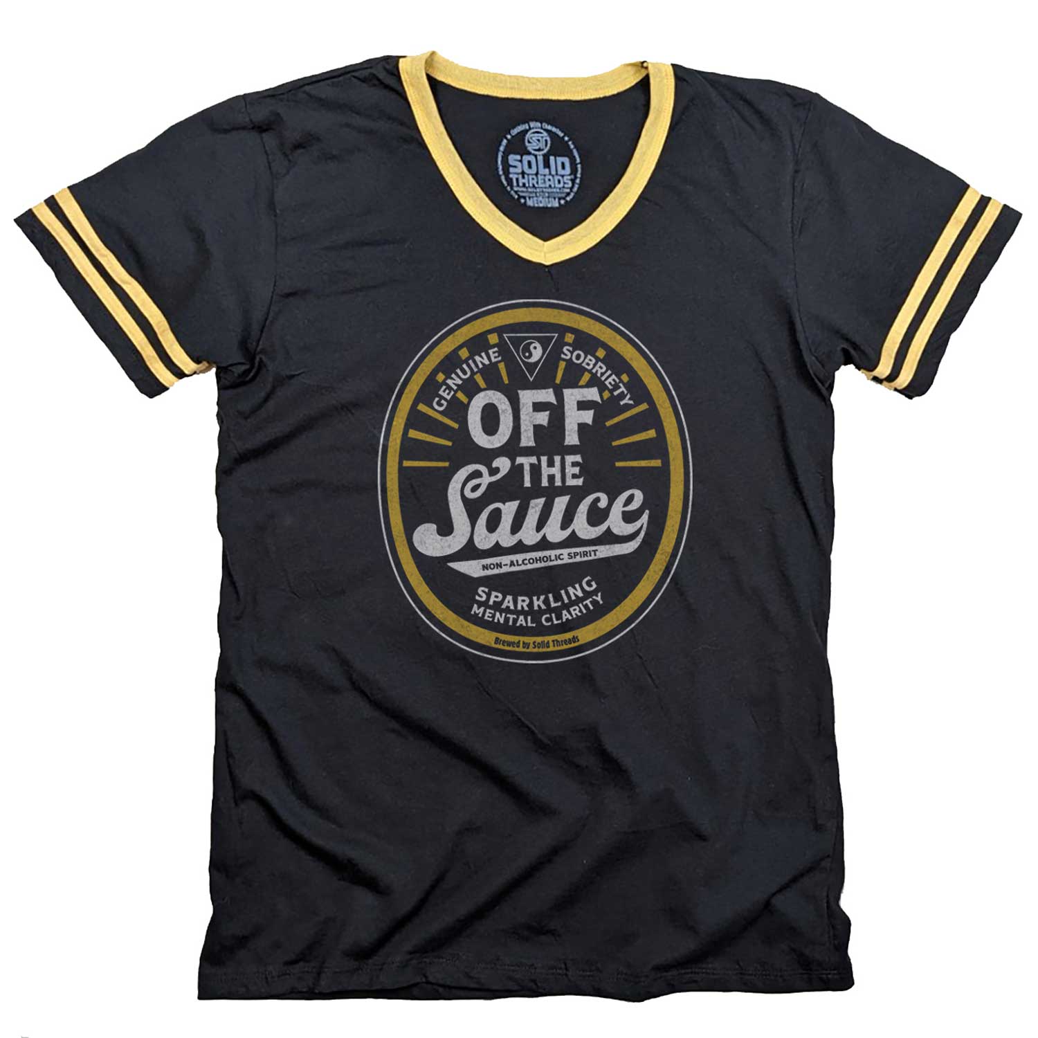 Off the Sauce Ringer V-Neck T-Shirt | Supports Addiction Treatment