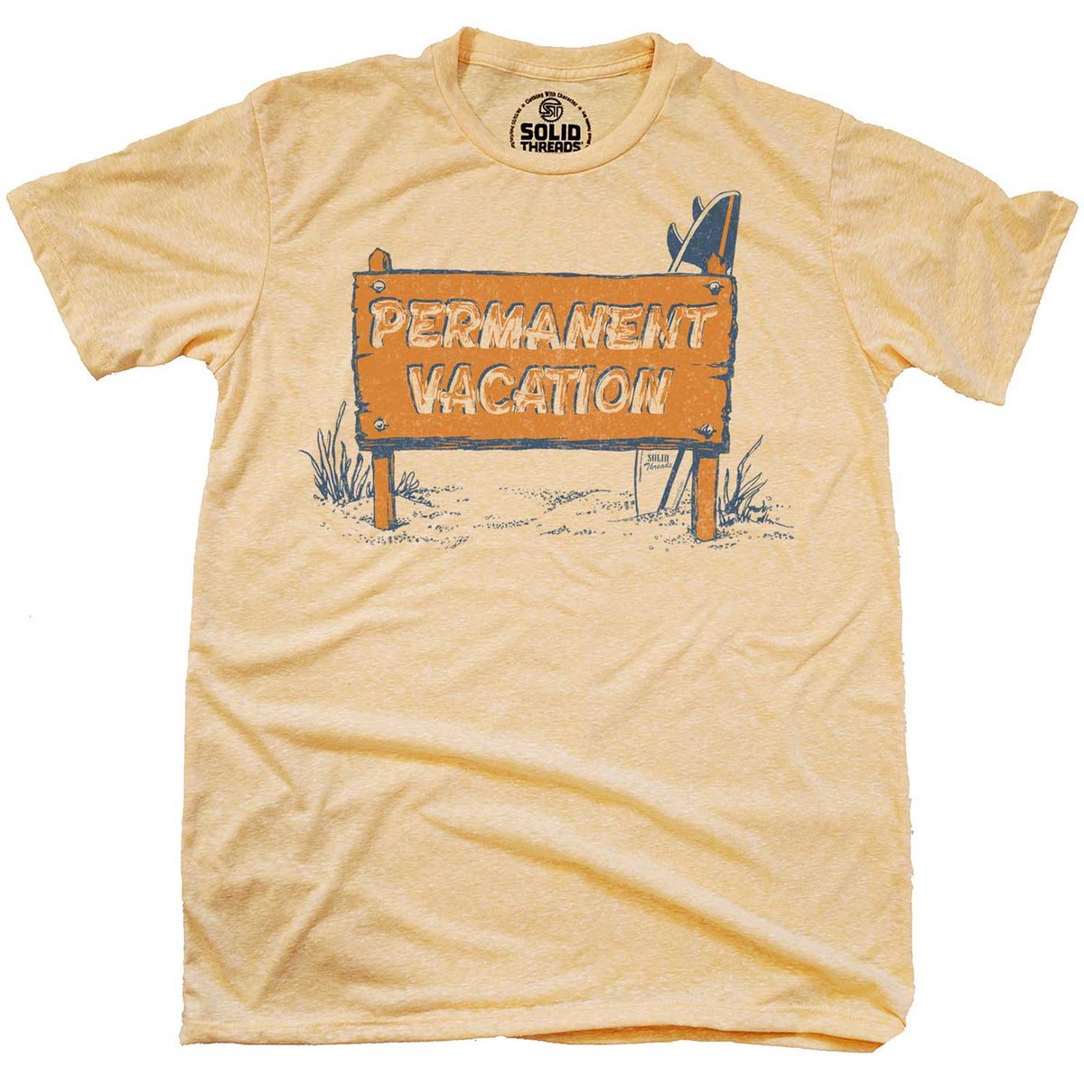 Men&#39;s Permanent Vacation Vintage Graphic T-Shirt | Funny Beach Tee | Solid Threads
