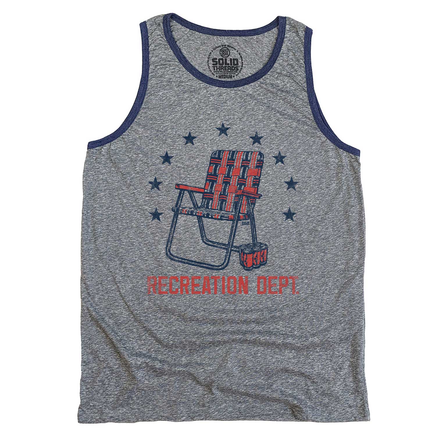 Men's Recreation Department Vintage Graphic Tank Top | Cool Summer T-shirt | Solid Threads