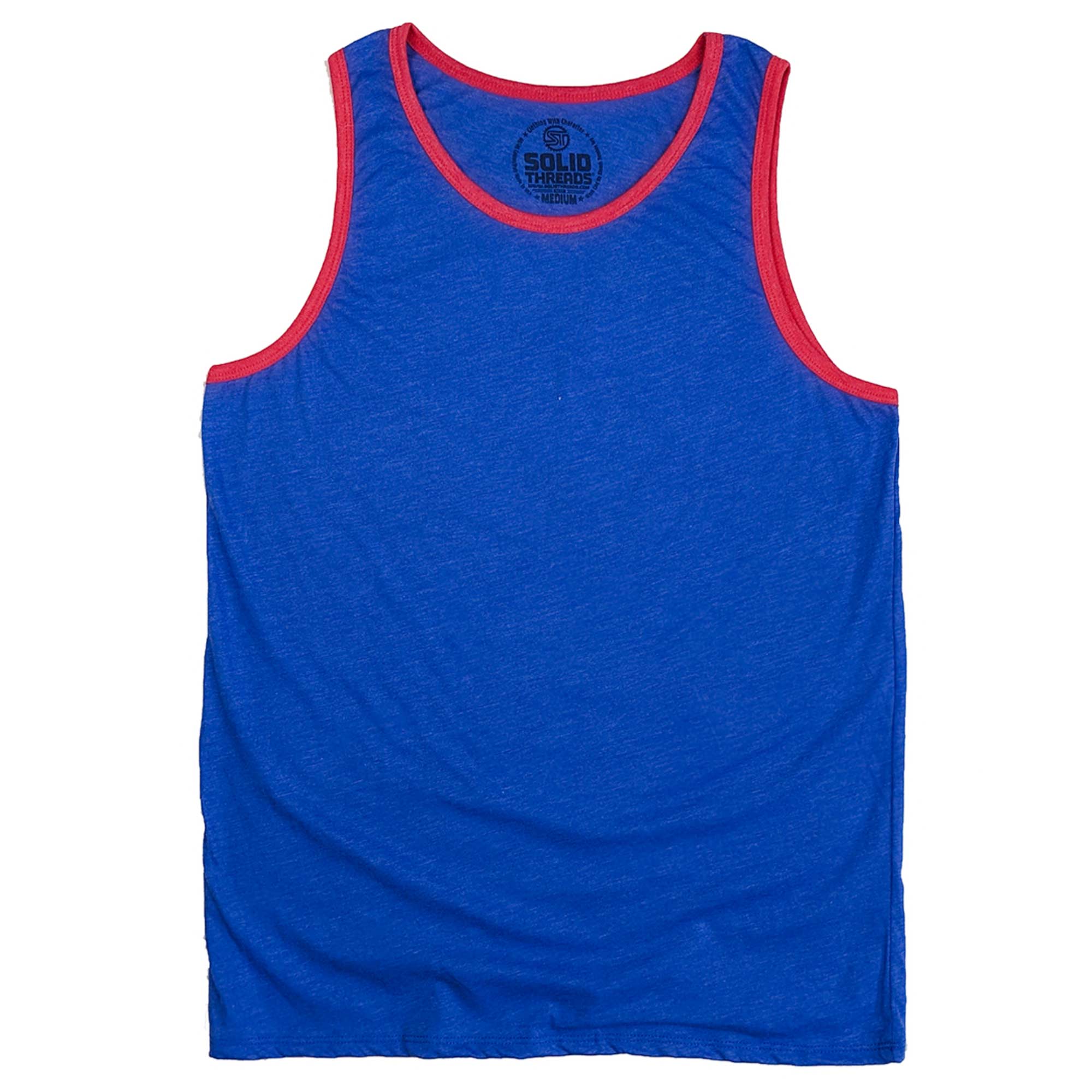 Men's Solid Threads Retro Ringer Tank Top Royal/Red | Vintage Inspired USA Made Tank Top