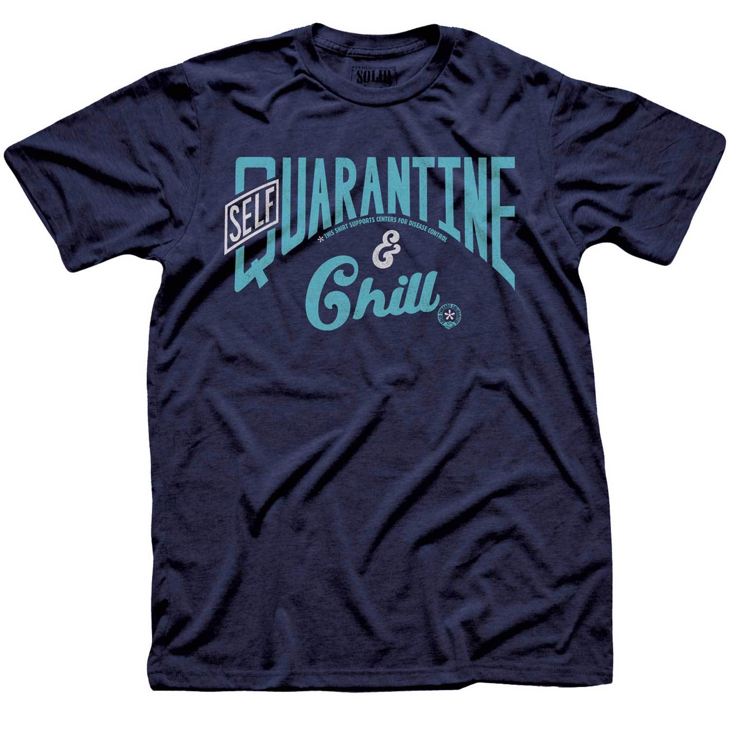 Self Quarantine & Chill Vintage Inspired Tee-shirt with Retro Coronavirus Relief Charity Graphic | Solid Threads