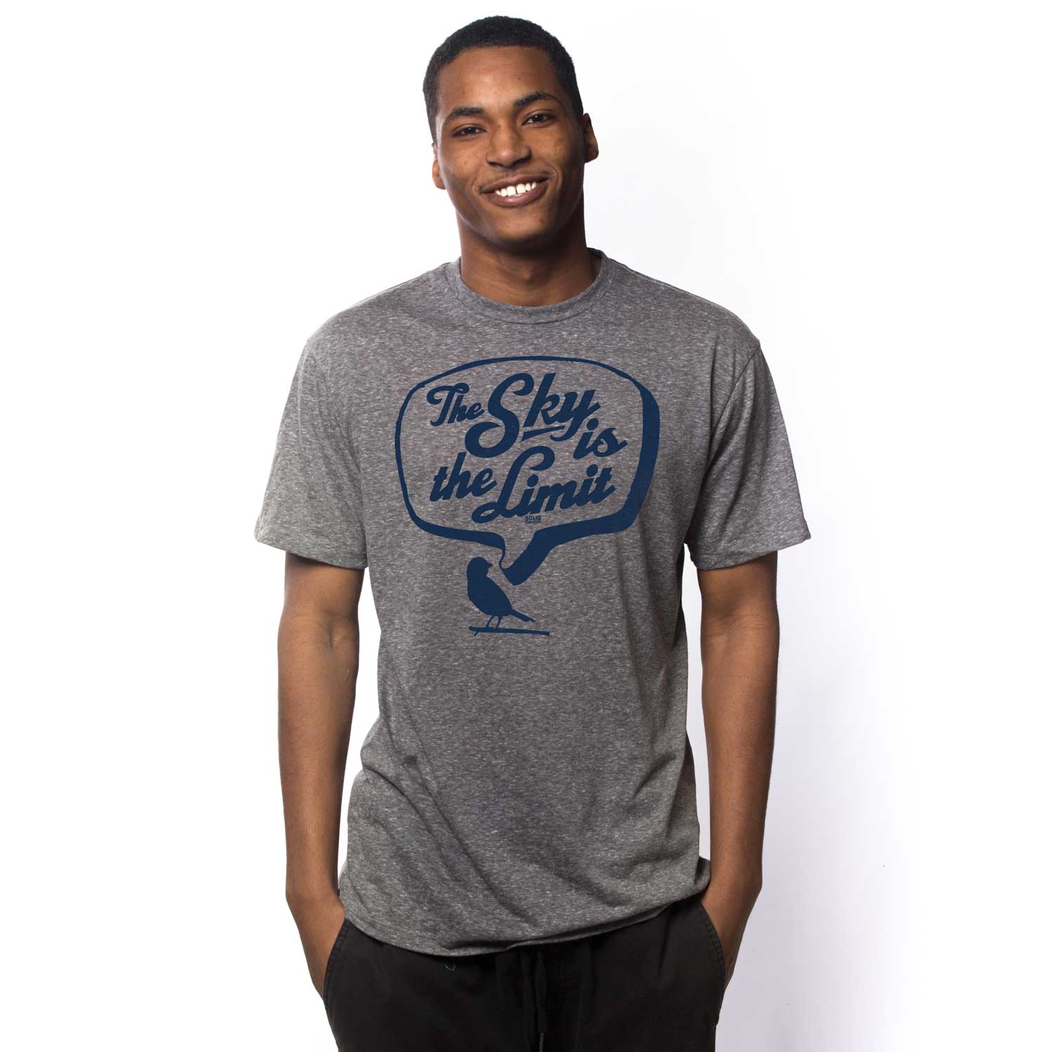 Men's The Sky is the Limit Vintage Inspired T-shirt | Funny Bird Graphic Tee | Solid Threads