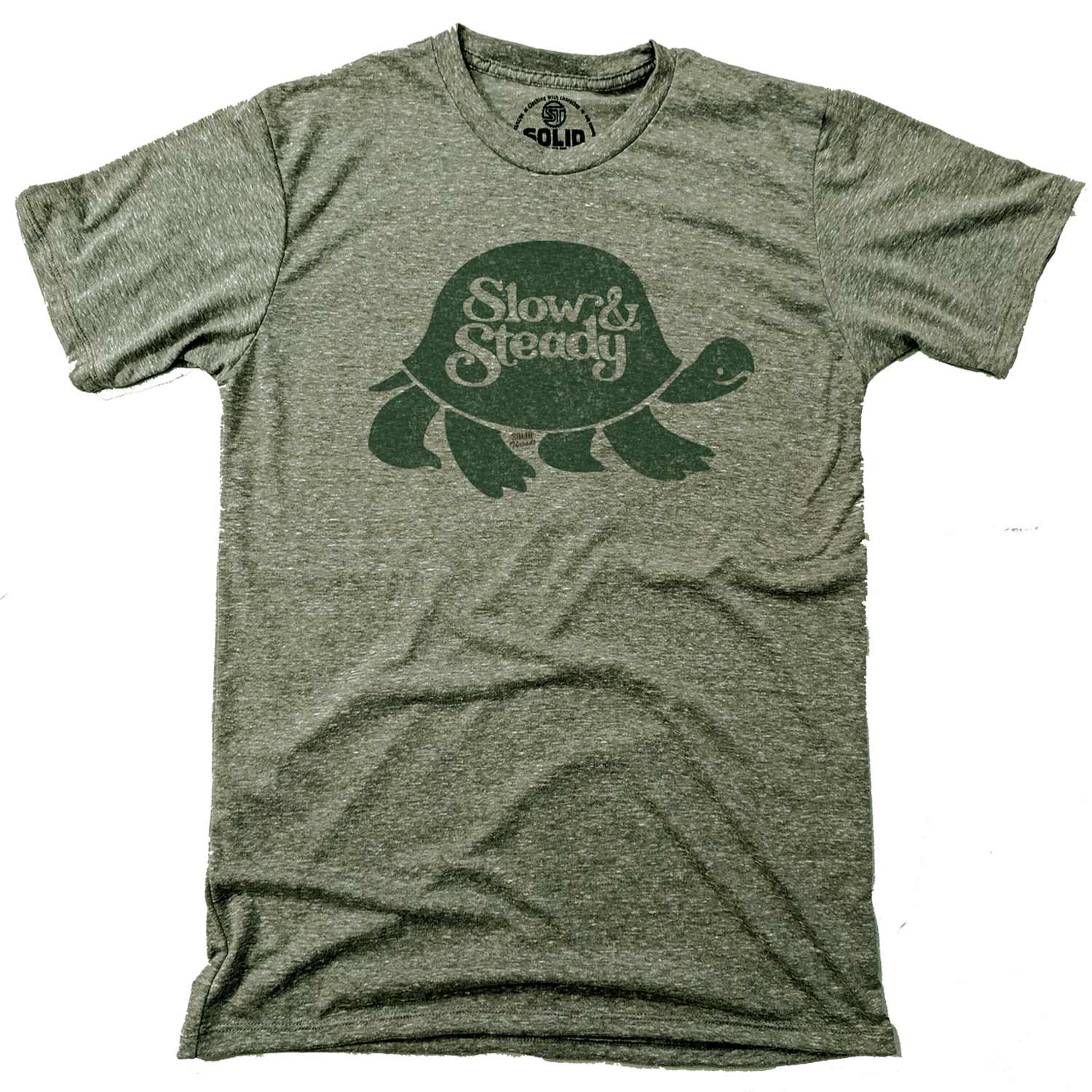 Men's Slow and Steady Vintage Turtle Graphic Tee | Funny Animal T-Shirt | SOLID THREADS