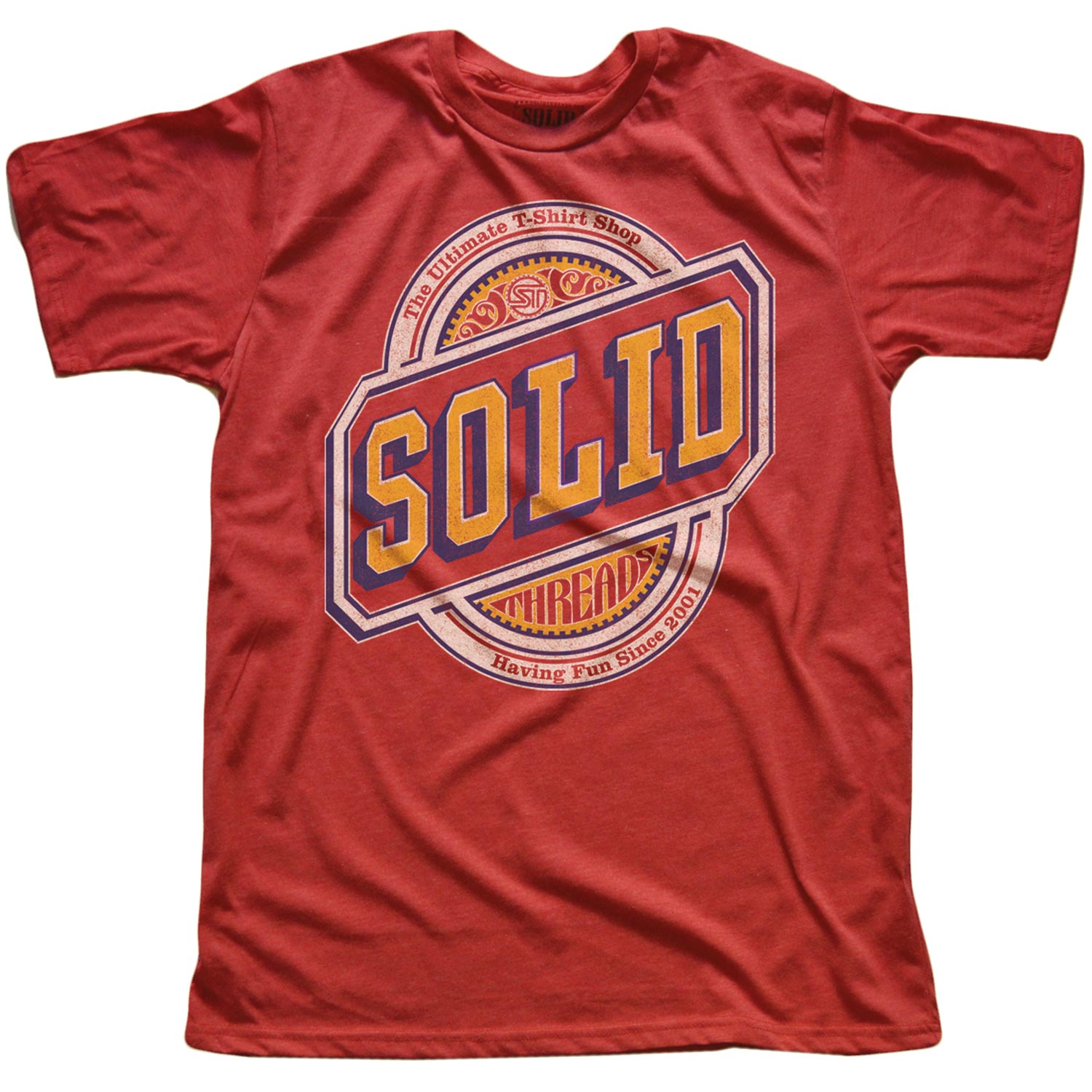 Men's Solid Threads Logo Cool Graphic T-Shirt | Vintage Craft Beer Label Soft Tee | Solid Threads