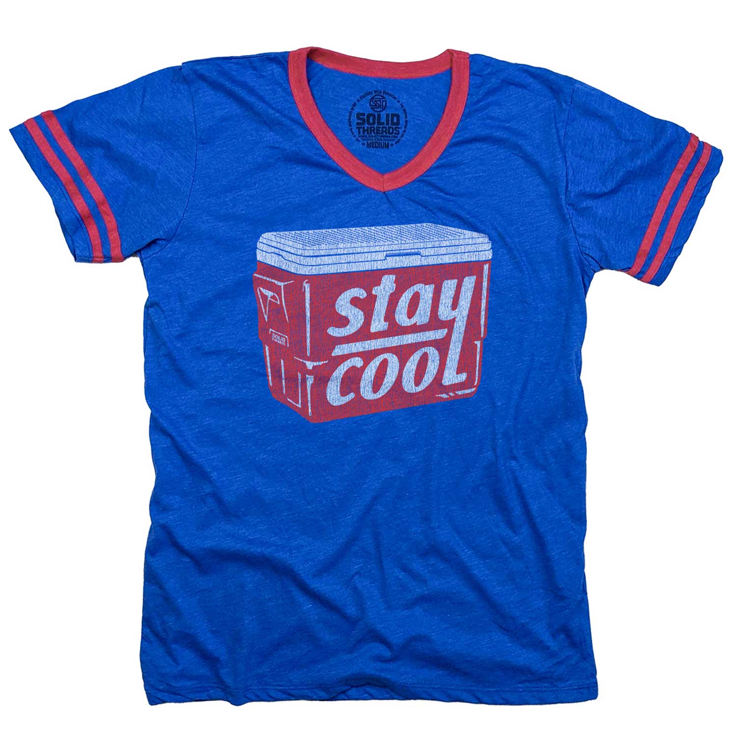 Men's Stay Cool Vintage Graphic V-Neck Tee | Funny Drinking T-shirt | Solid Threads