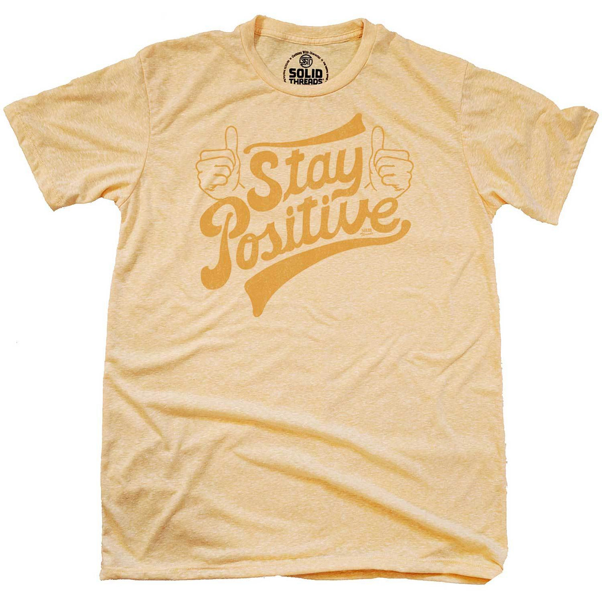 Men&#39;s Stay Positive Cool Graphic T-Shirt | Retro Wholesome Happiness Tee | Solid Threads