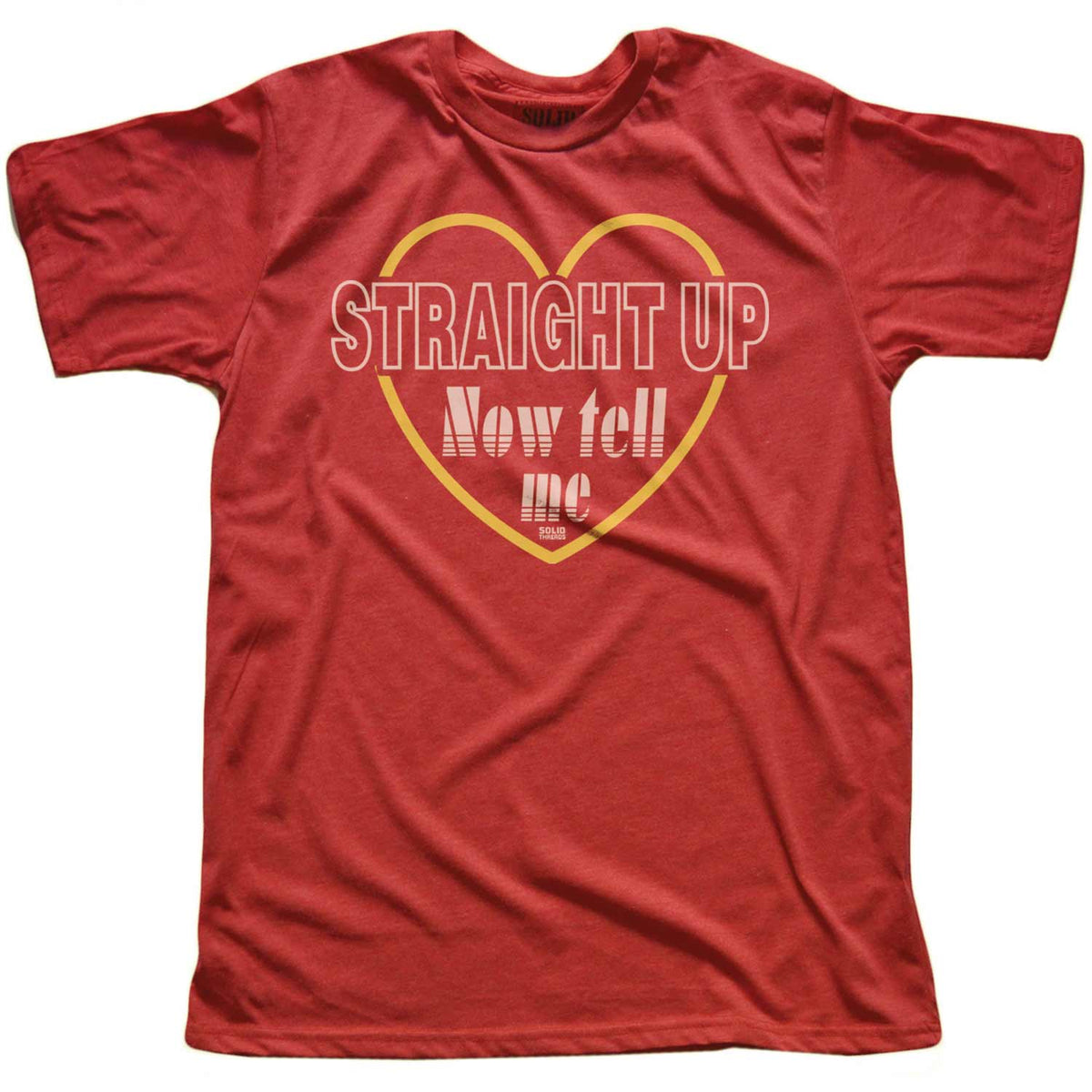 Men&#39;s Straight Up Now Tell Me Vintage Graphic Tee | Cool 80s Paula Abdul T-shirt | Solid Threads
