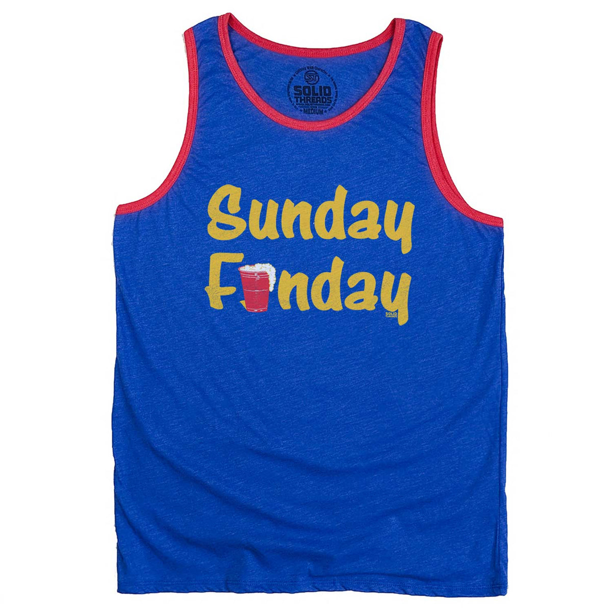 Men&#39;s Sunday Funday Vintage Graphic Tank Top | Funny Drinking T-shirt | Solid Threads
