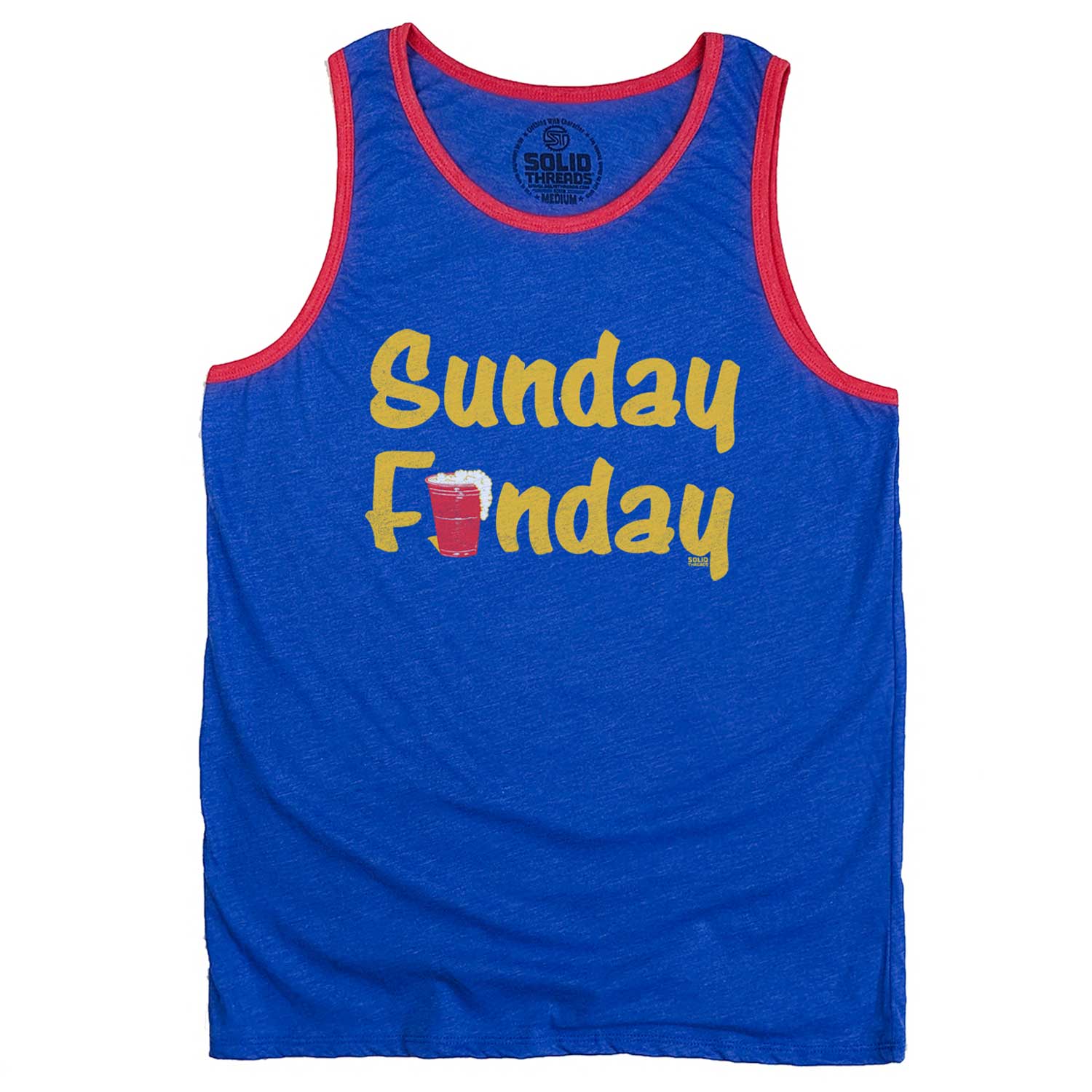 Men's Sunday Funday Vintage Graphic Tank Top | Funny Drinking T-shirt | Solid Threads