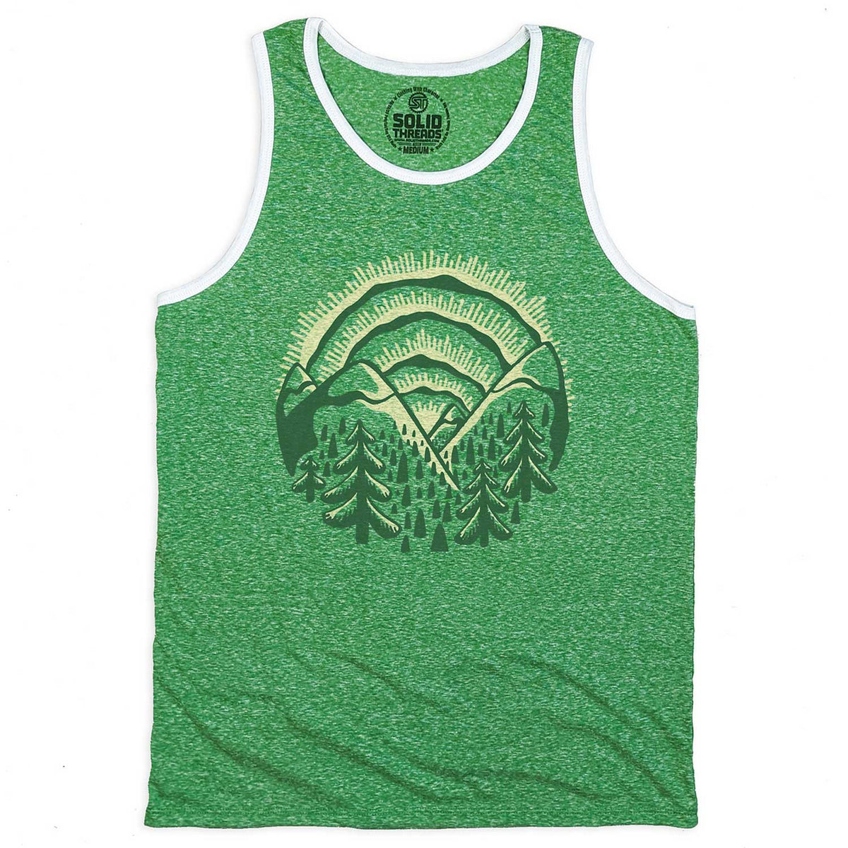 Men&#39;s Sunset Vintage Graphic Tank Top | Retro Nature T-shirt | Solid Threads