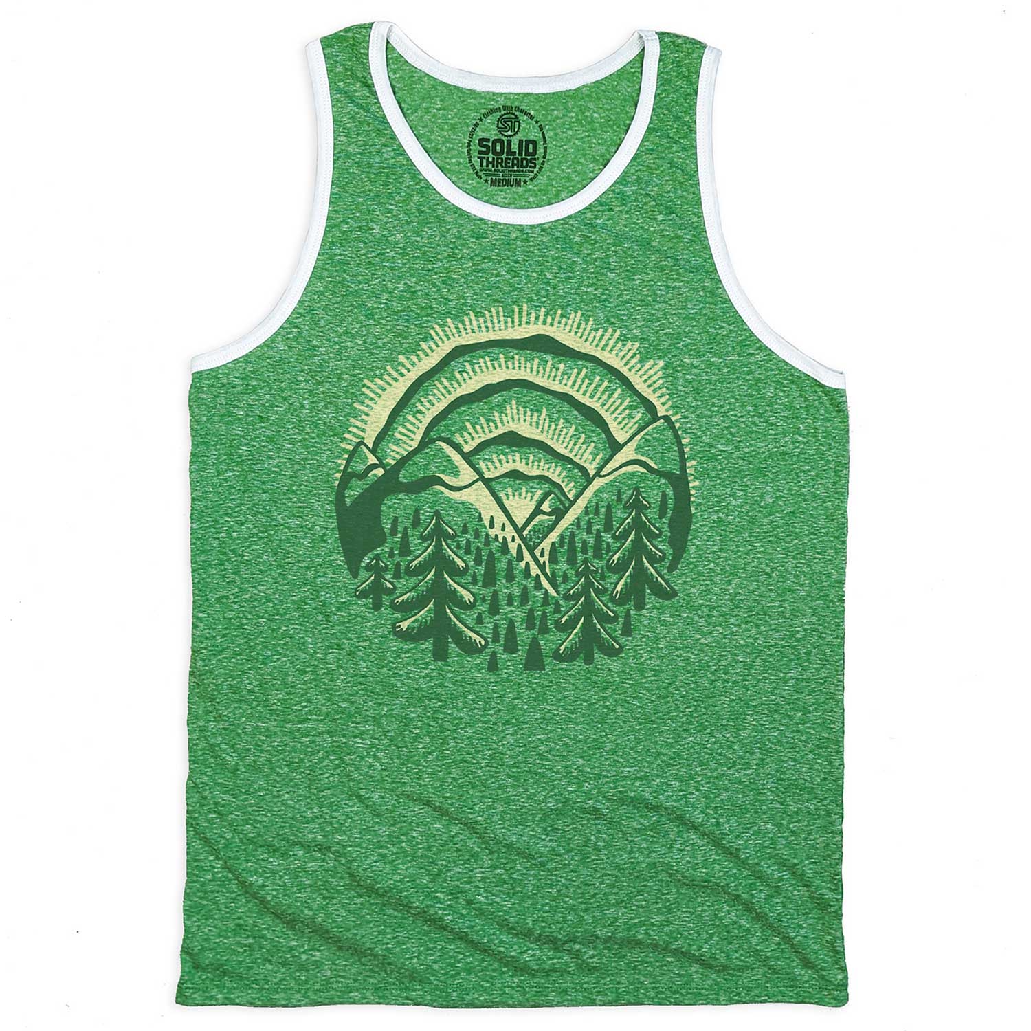 Men's Sunset Vintage Graphic Tank Top | Retro Nature T-shirt | Solid Threads