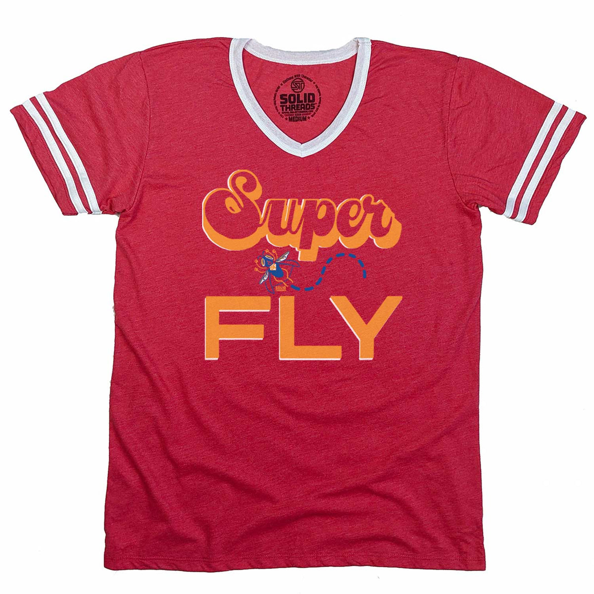 Men&#39;s Superfly Vintage Graphic V-Neck Tee | Retro Curtis Mayfield T-shirt | Solid Threads