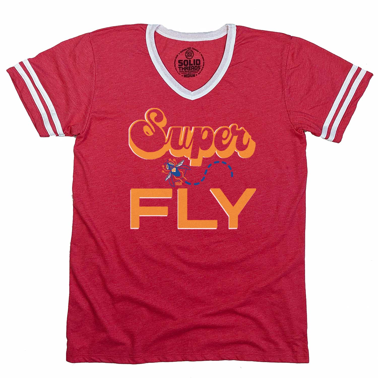 Men's Superfly Vintage Graphic V-Neck Tee | Retro Curtis Mayfield T-shirt | Solid Threads