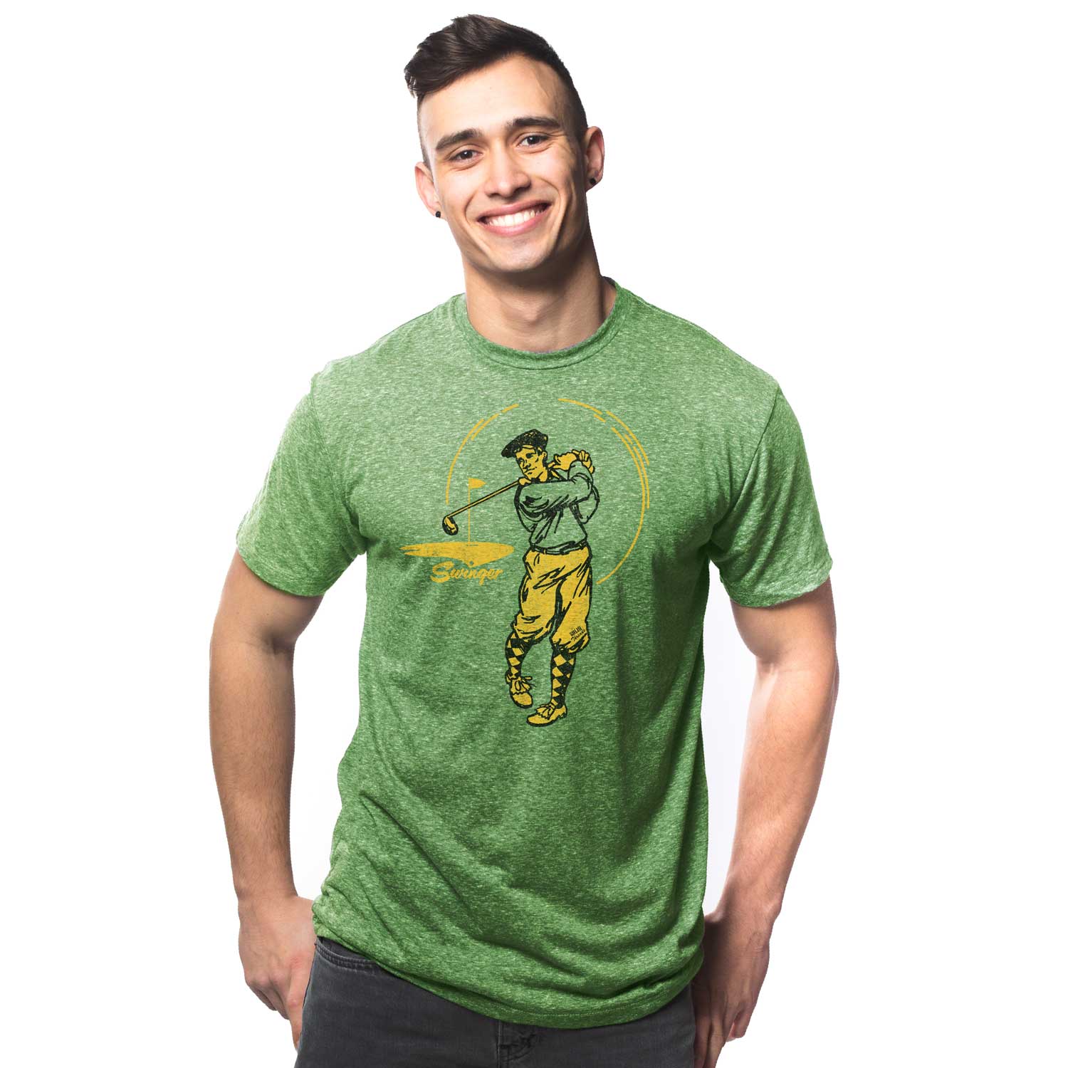 Men's Swinger Vintage Inspired T-shirt | Cool Funny Retro Golfing Graphic Tee | Solid Threads