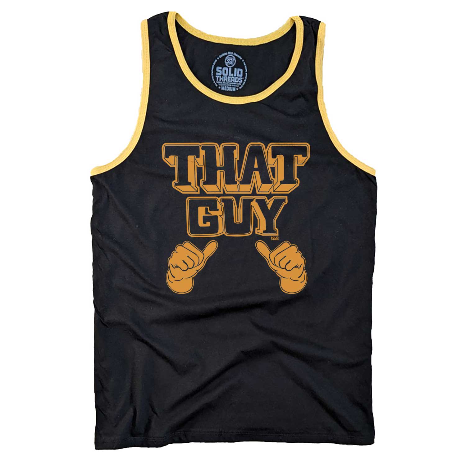 Men's That Guy Graphic Tank Top | Funny Two Thumbs Up Sleeveless Shirt for Dad | Solid Threads