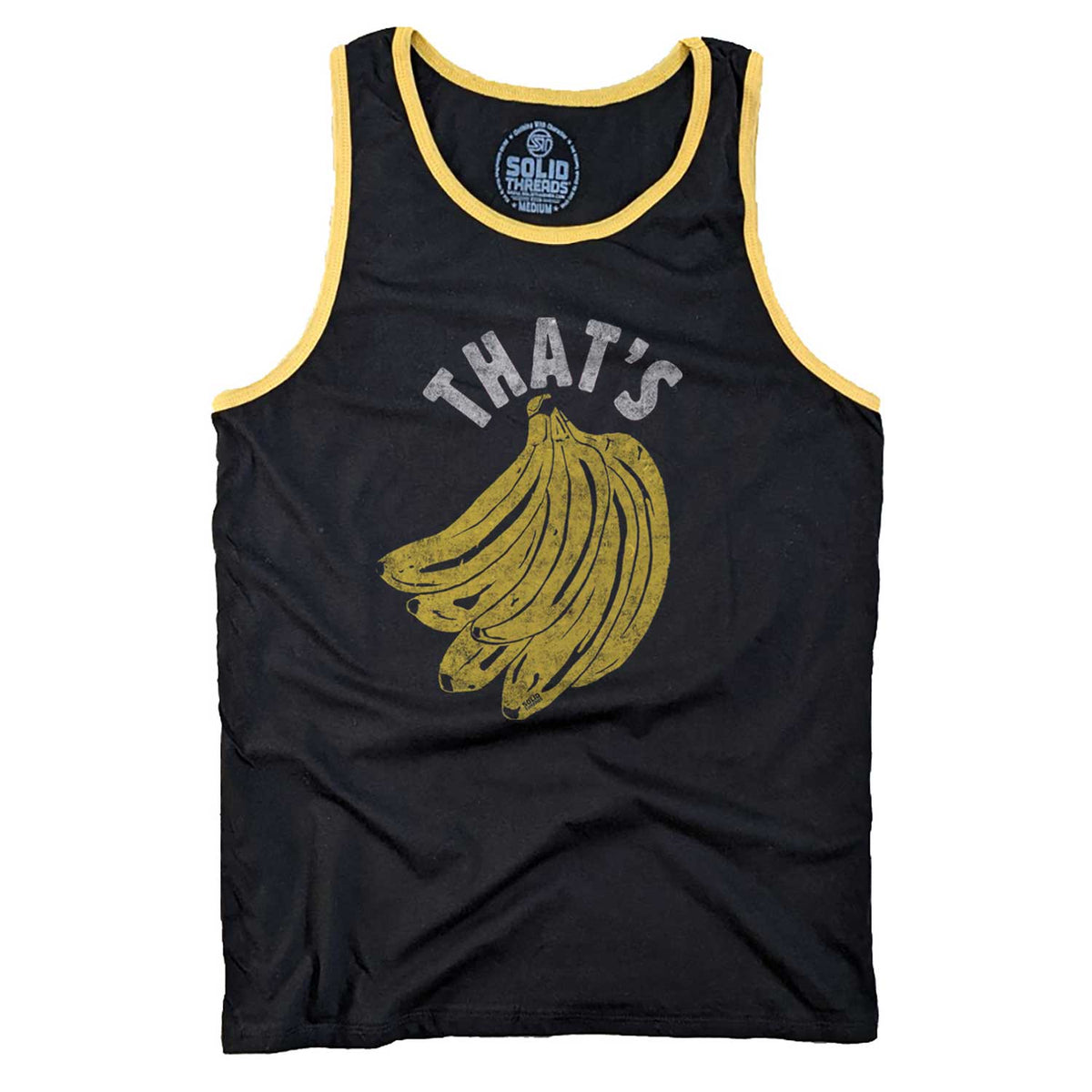 Men&#39;s That&#39;s Bananas Vintage Graphic Tank Top | Funny Banana T-shirt | Solid Threads