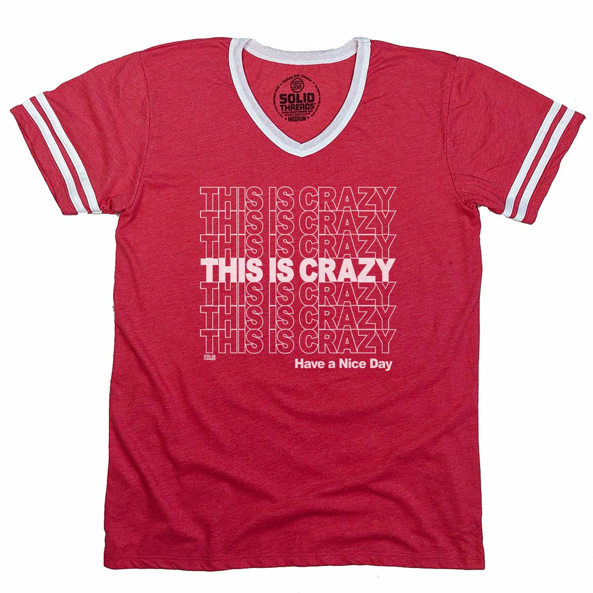 Men&#39;s This is Crazy Vintage Graphic V-Neck Tee | Funny National Lampoon&#39;s T-Shirt | Solid Threads
