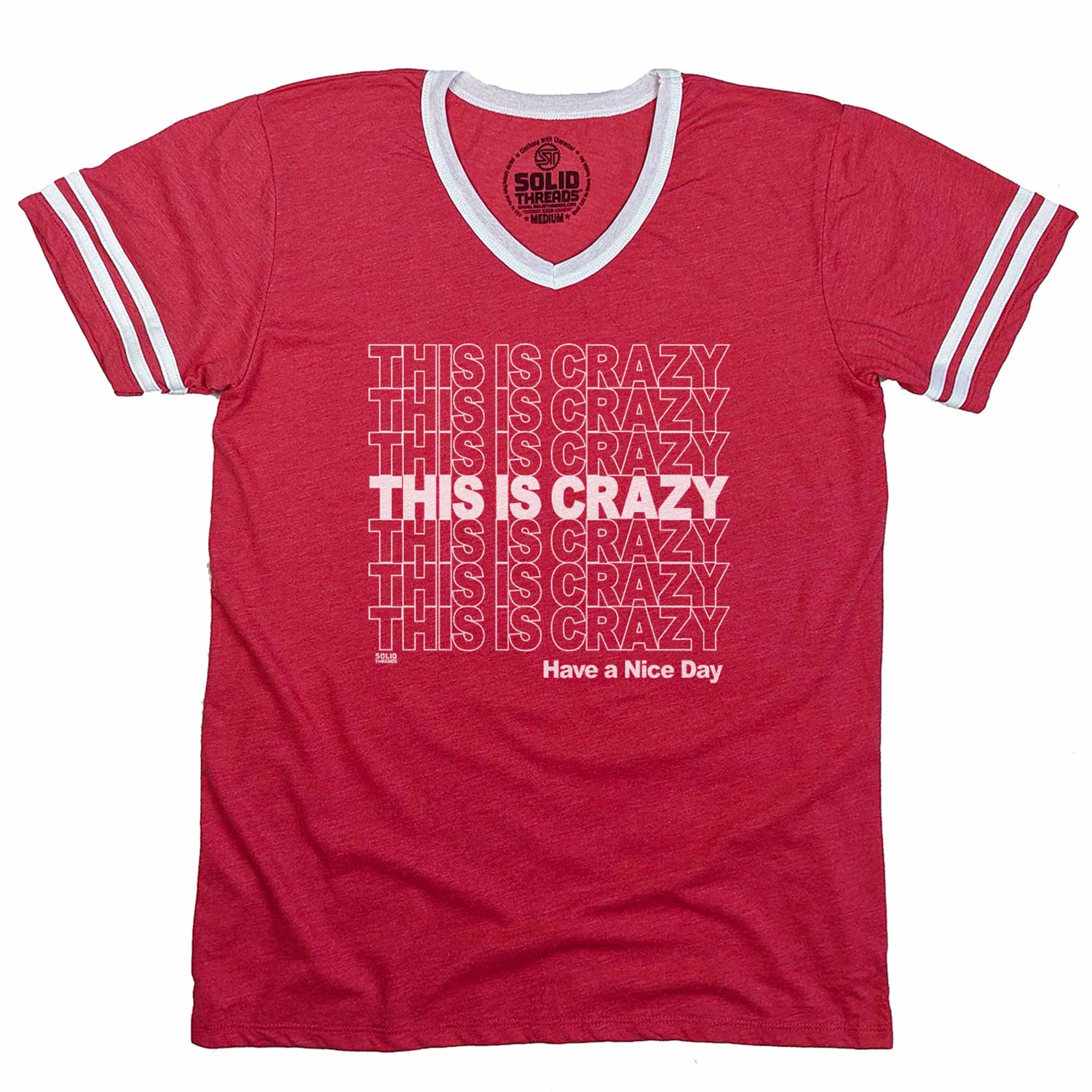 Men's This is Crazy Vintage Graphic V-Neck Tee | Funny National Lampoon's T-Shirt | Solid Threads