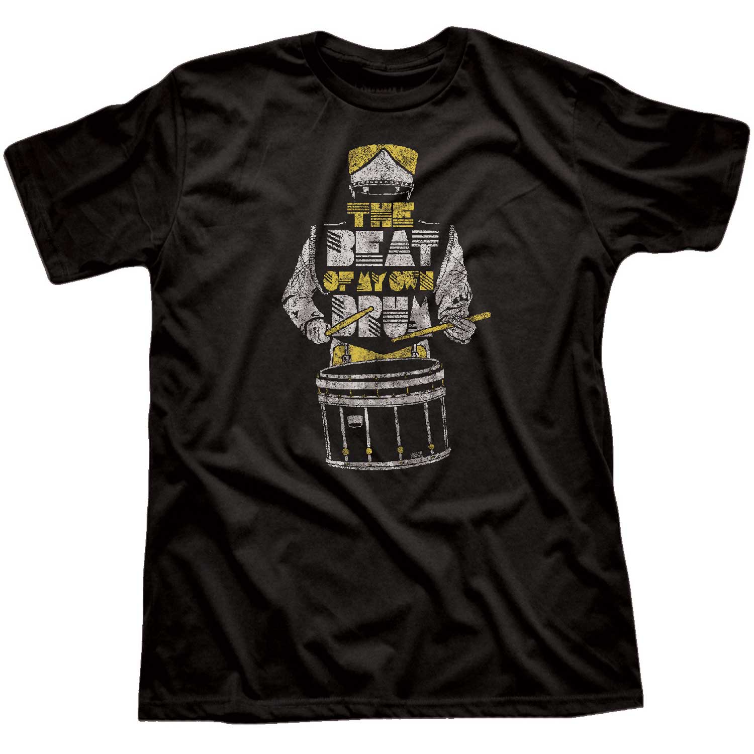 Men's The Beat Of My Own Drum Cool Graphic T-Shirt | Vintage Marching Band Tee | Solid Threads