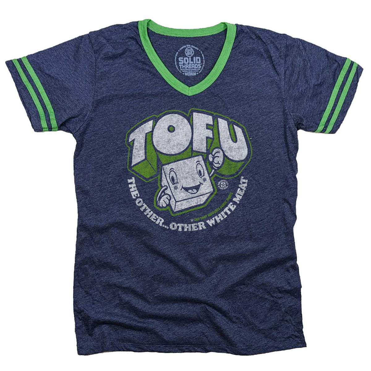 Men&#39;s Tofu, The Other Other White Meat Vintage Graphic V-Neck Tee | Cool Animal Rights T-shirt | Solid Threads