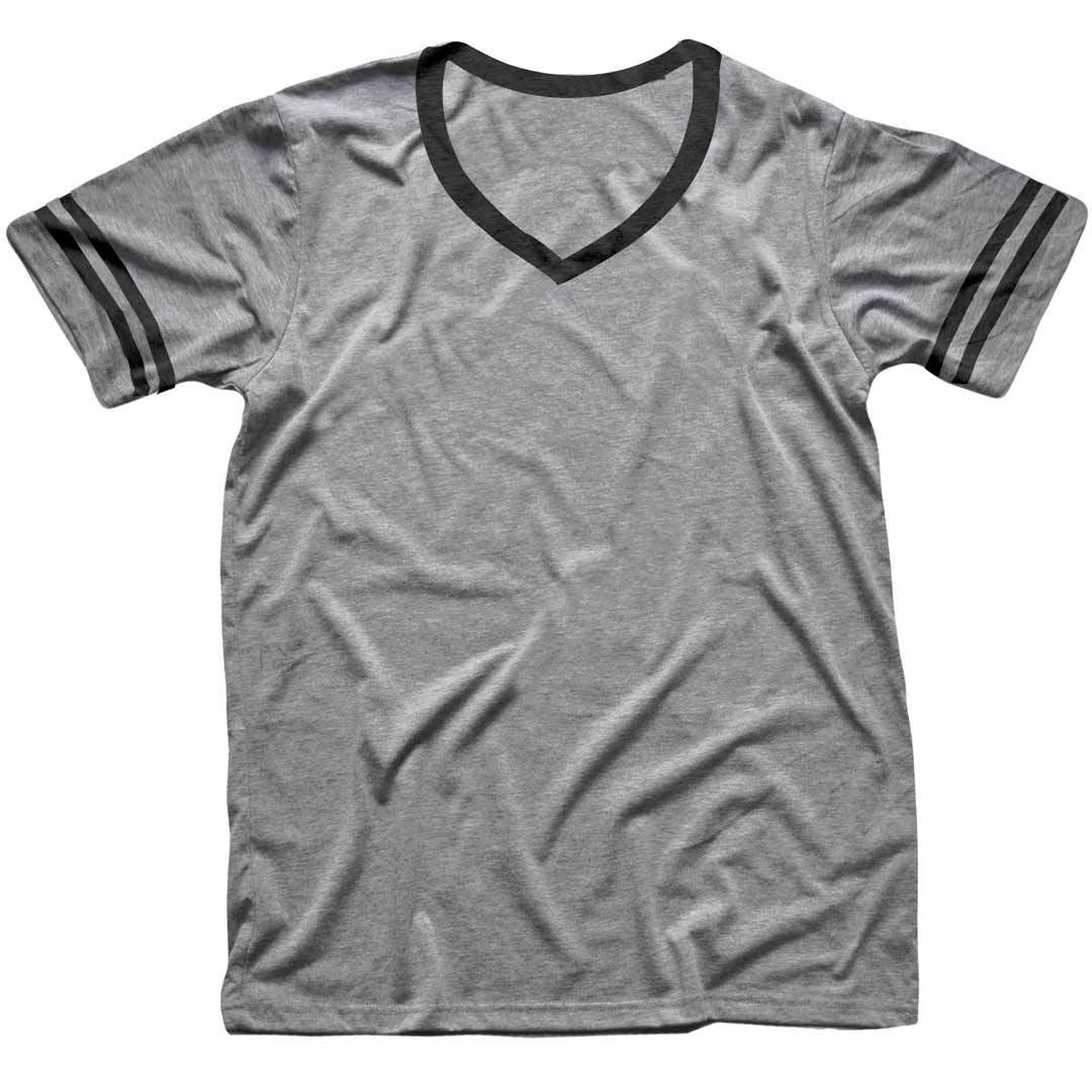 Men's Solid Threads V-Neck Triblend Grey/Dark Charcoal T-shirt
