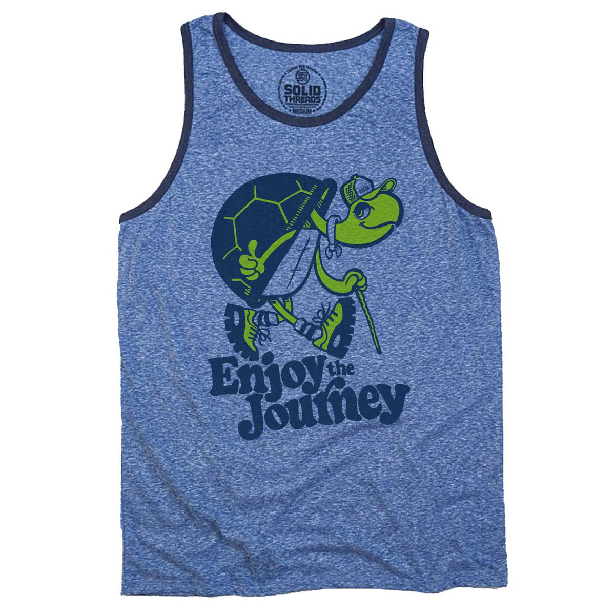 Men&#39;s Turtle Enjoy the Journey Vintage Graphic Tank Top | Funny Turtle T-shirt | Solid Threads