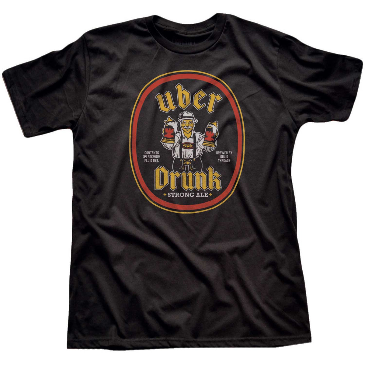 Men&#39;s Uber Drunk Vintage Drinking Graphic T-Shirt | Funny Oktoberfest Tee | Solid Threads