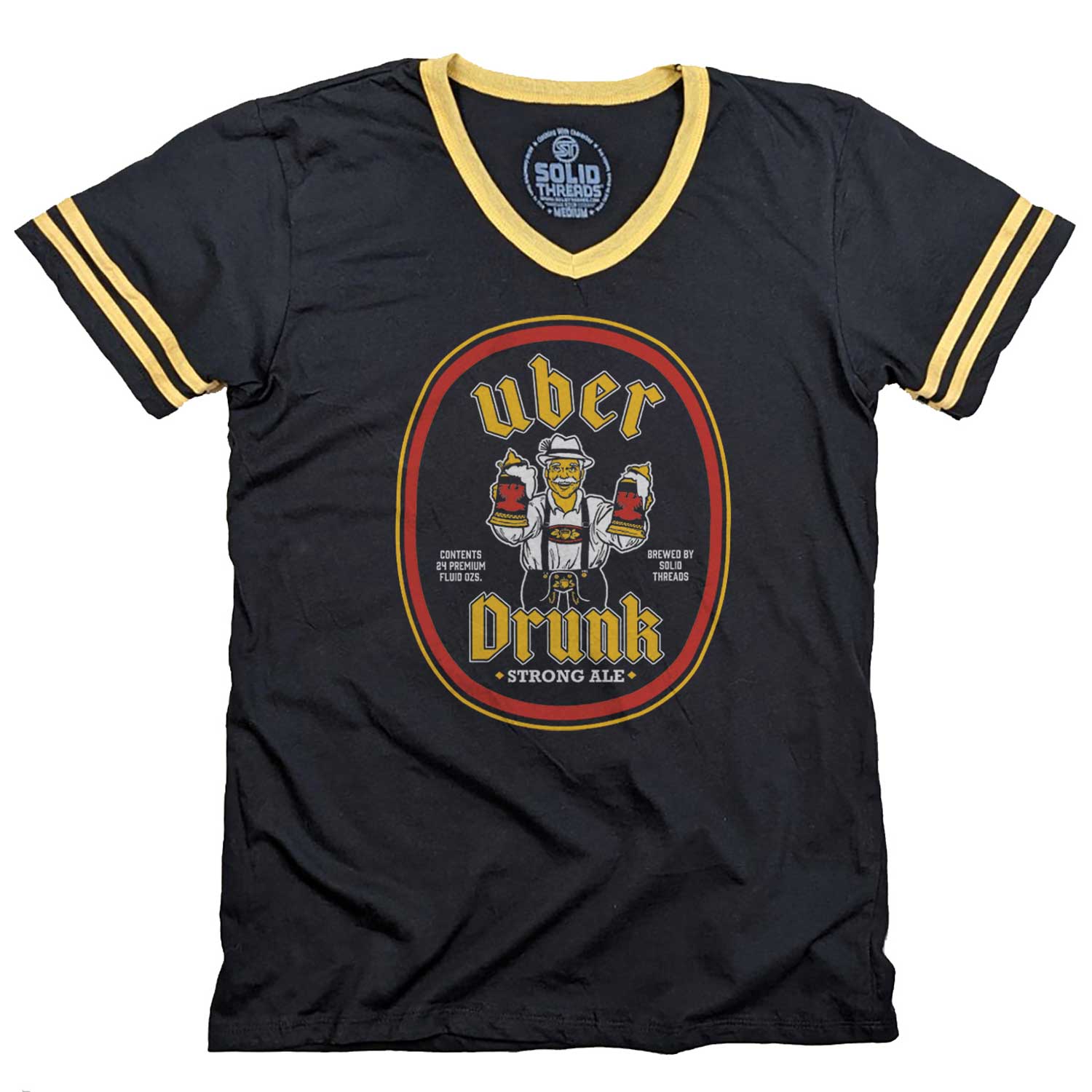 Men's Uber Drunk Vintage Graphic V-Neck Tee | Retro Oktoberfest T-shirt | Solid Threads