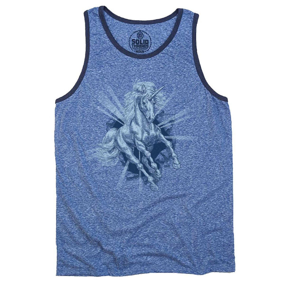 Men&#39;s Unicorn Chest Vintage Graphic Tank Top | Funny Mythical T-shirt | Solid Threads