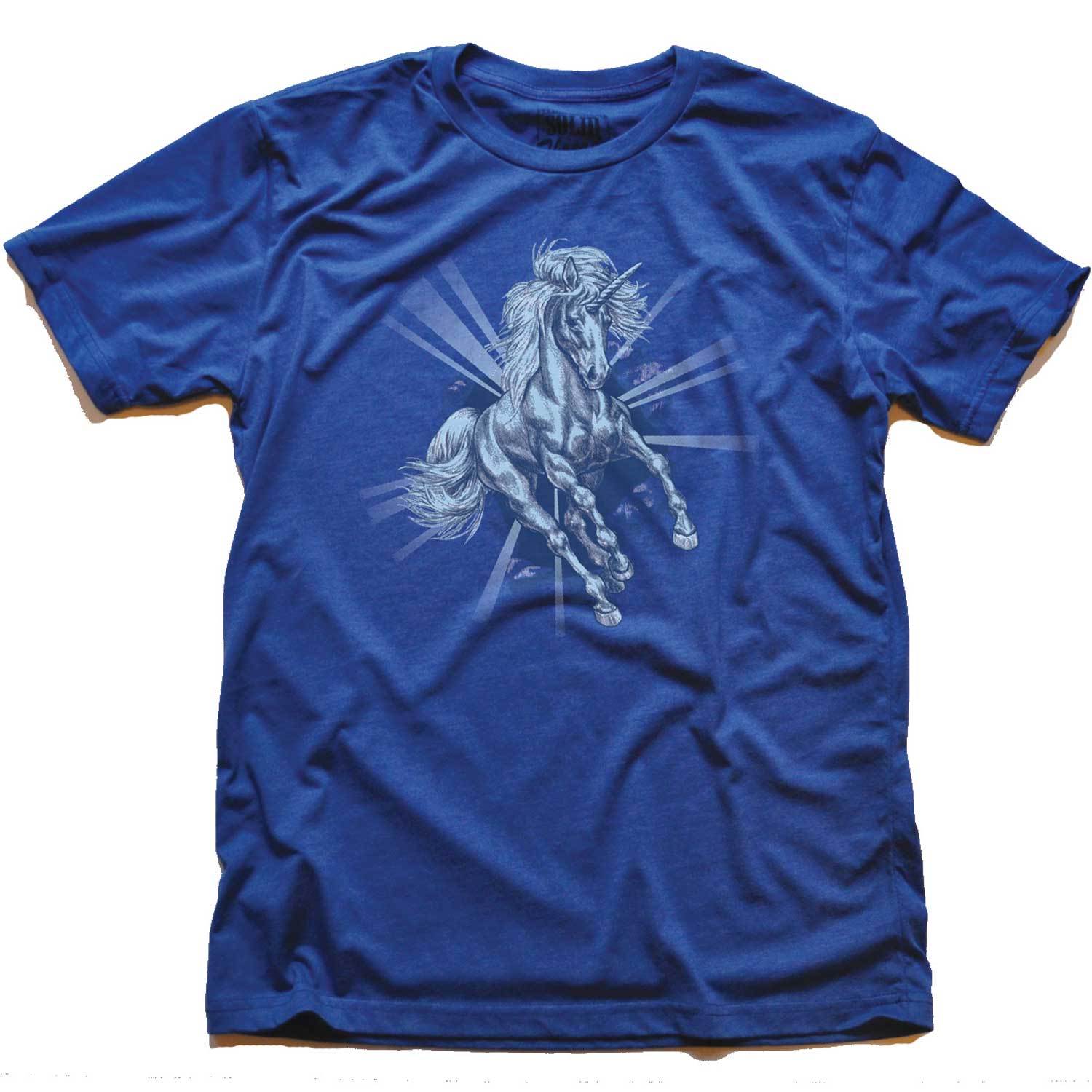 Men's Unicorn Chest Cool Mythology Graphic T-Shirt | Vintage Pegasus Tee | Solid Threads