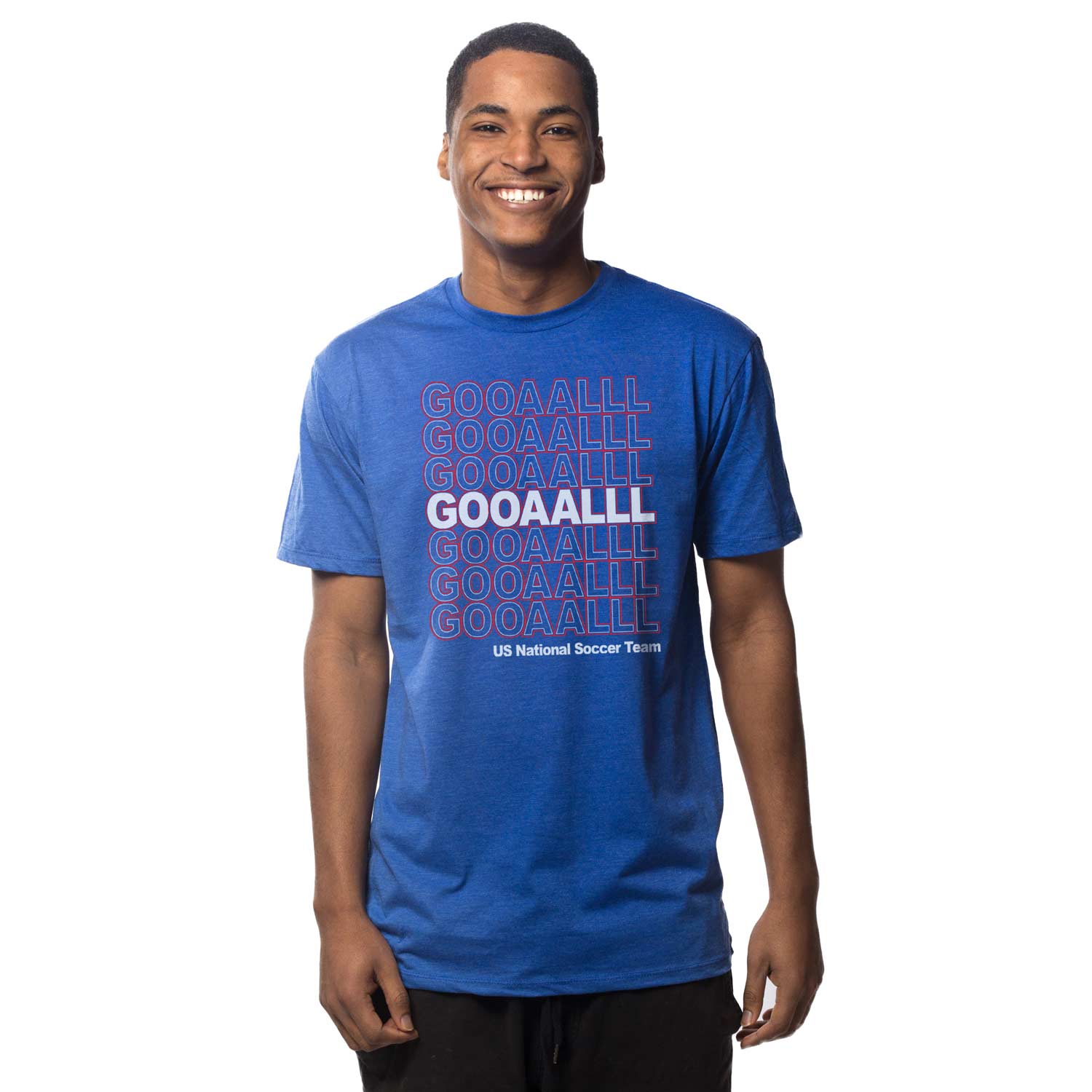 Men's Us Soccer Gooaalll Cool Sports Graphic T-Shirt | Vintage FIFA World Cup Tee | Solid Threads