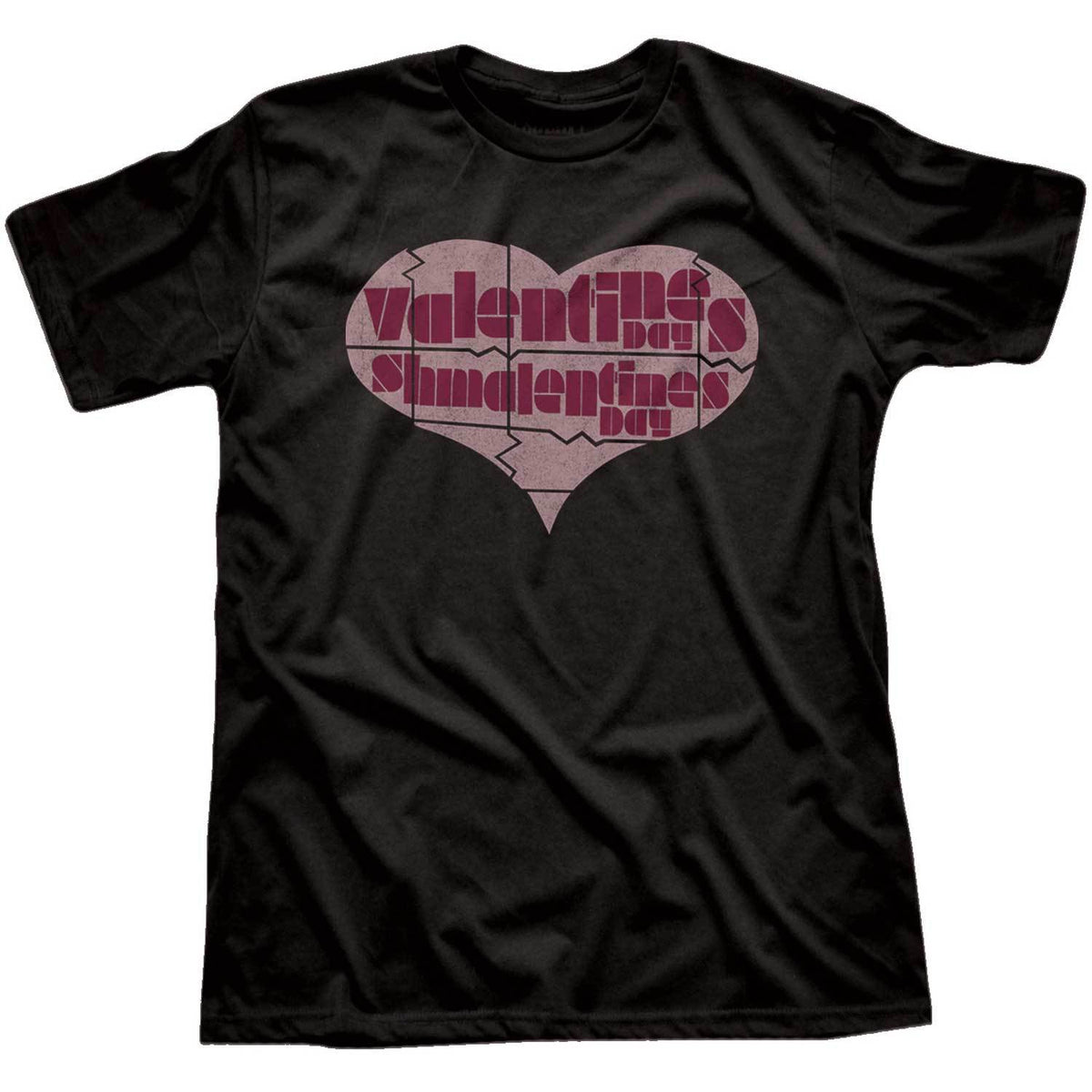 Men&#39;s Valentine&#39;s Shmalentine&#39;s Day Vintage T-Shirt | Retro Broken Heart Graphic Tee | Solid Threads