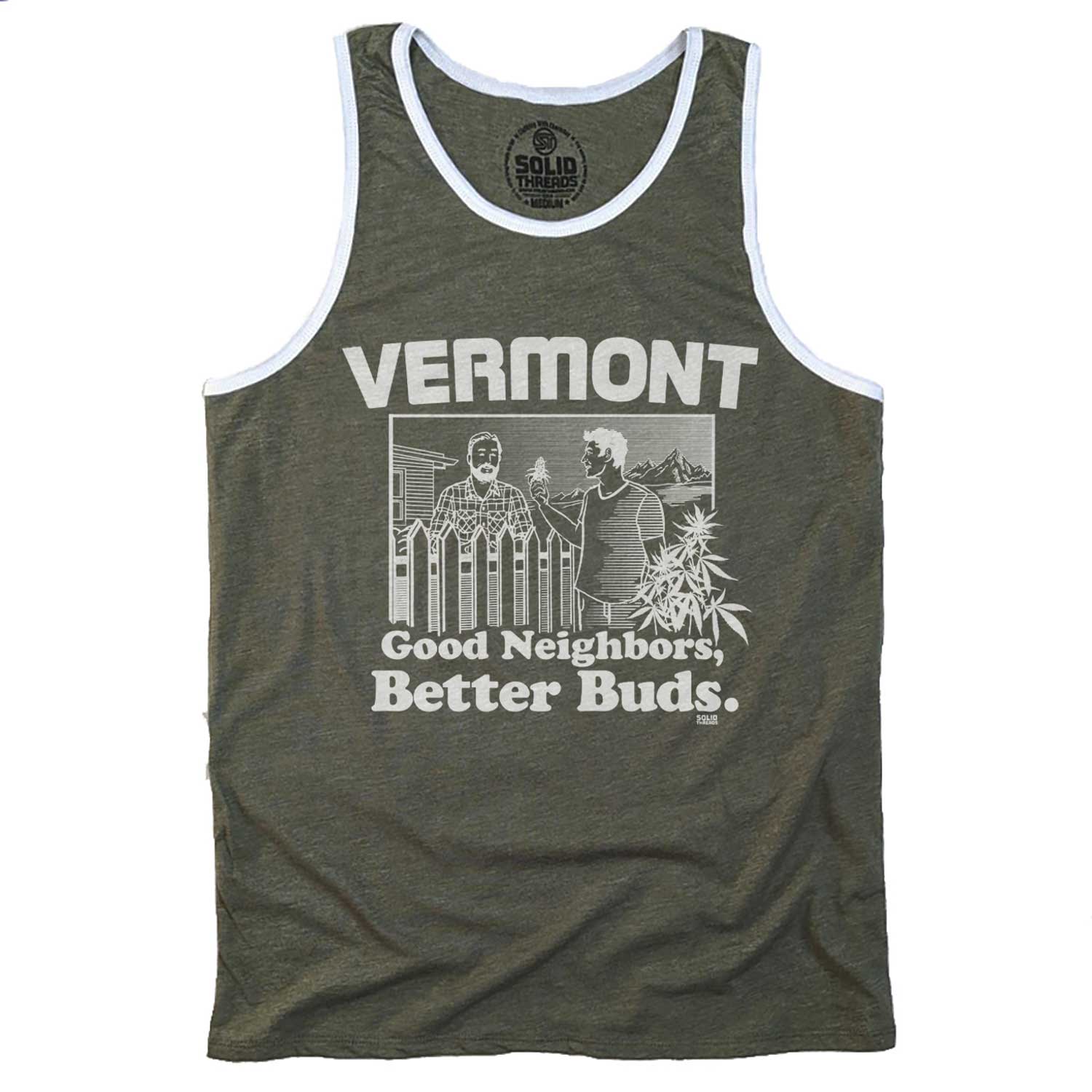 Men's Vermont Better Buds Vintage Graphic Tank Top | Funny Marijuana T-shirt | Solid Threads