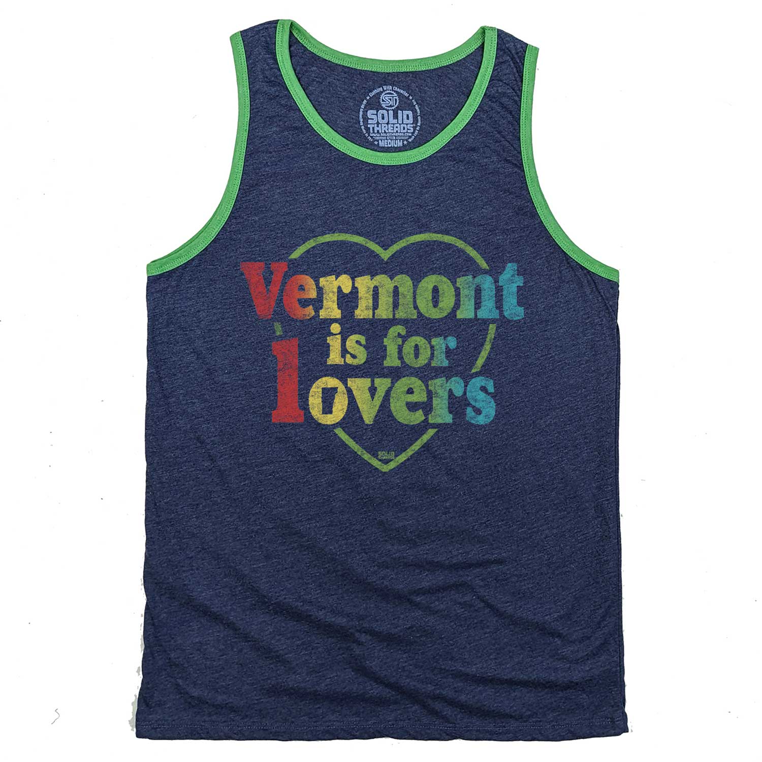 Men's Vermont is for Lovers Cool Graphic Tank Top | Green Mountains Sleeveless Shirt | Solid Threads