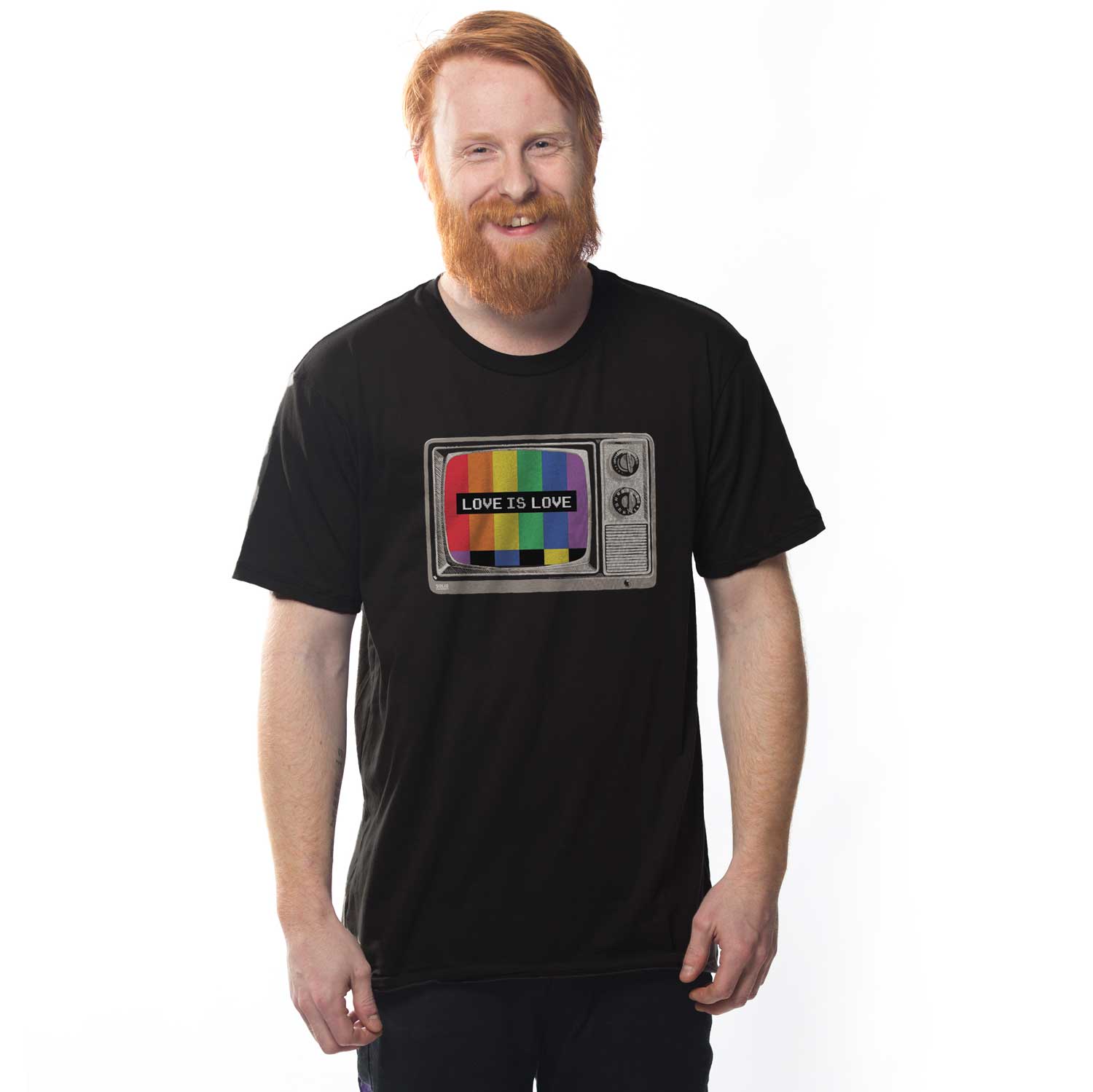 Men's Pride Emergency Vintage Graphic Tee | Retro LGBTQ T-shirt on Model | Solid Threads
