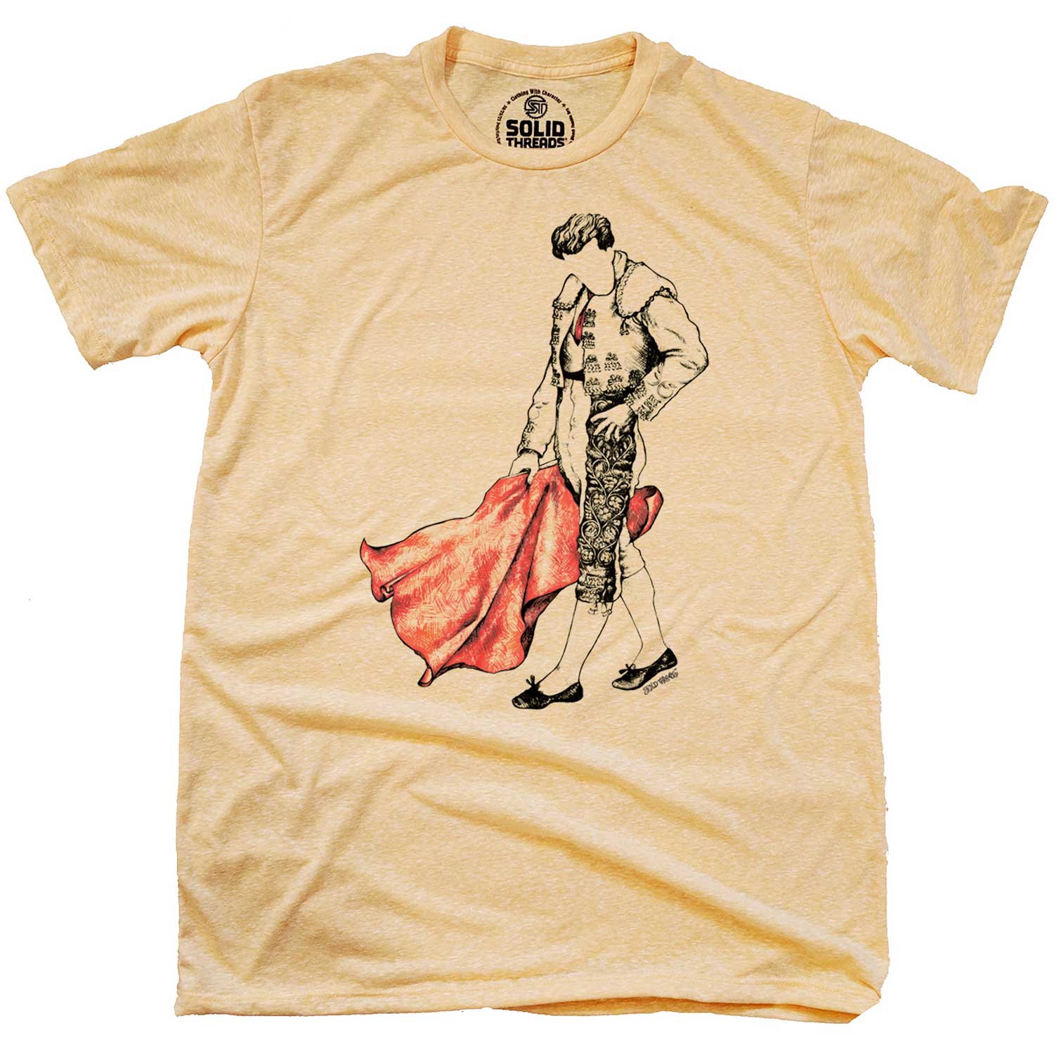Men's Matador Cool Artsy Graphic T-Shirt | Vintage Bull Fighter Tee | Solid Threads