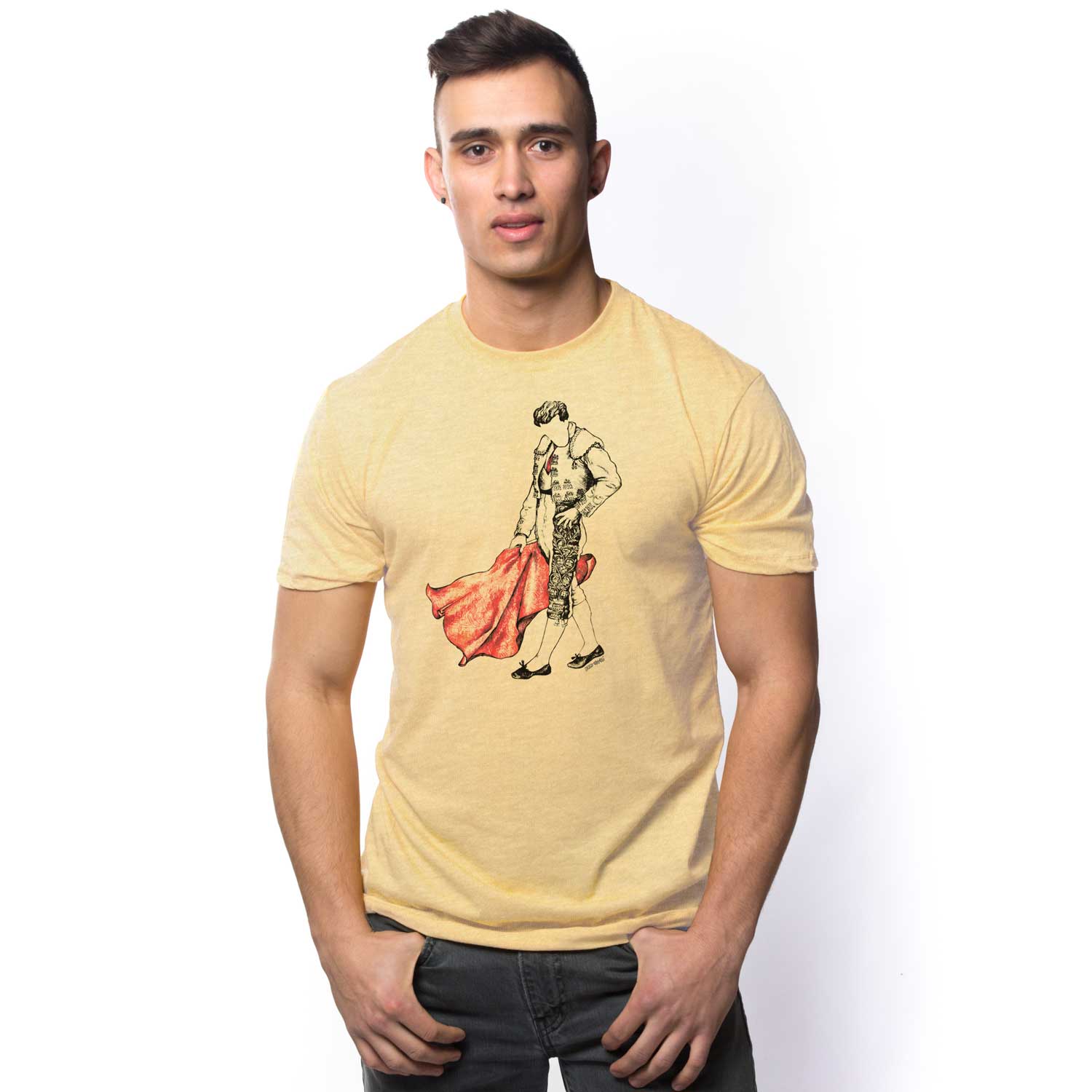 Men's Matador Cool Graphic T-Shirt | Vintage Bull Fighter Tee on Model | Solid Threads